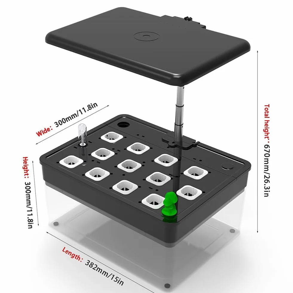 Système de culture hydroponique 2 en 1 pour aquarium kit LED avec support réglable