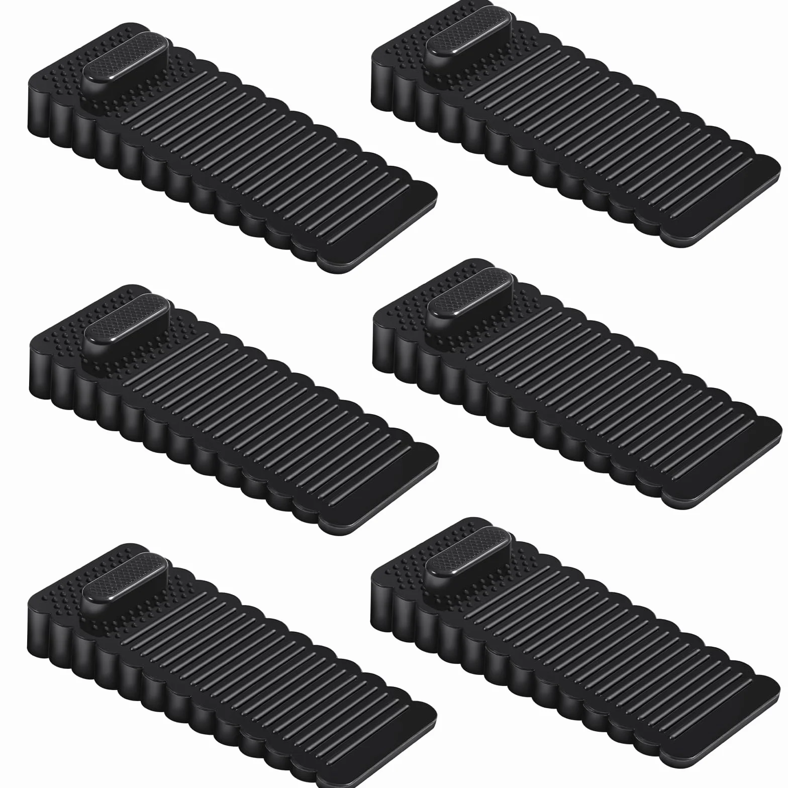 Bloque Porte Sol PVC Réglable en Hauteur 6 Pièces - Noir