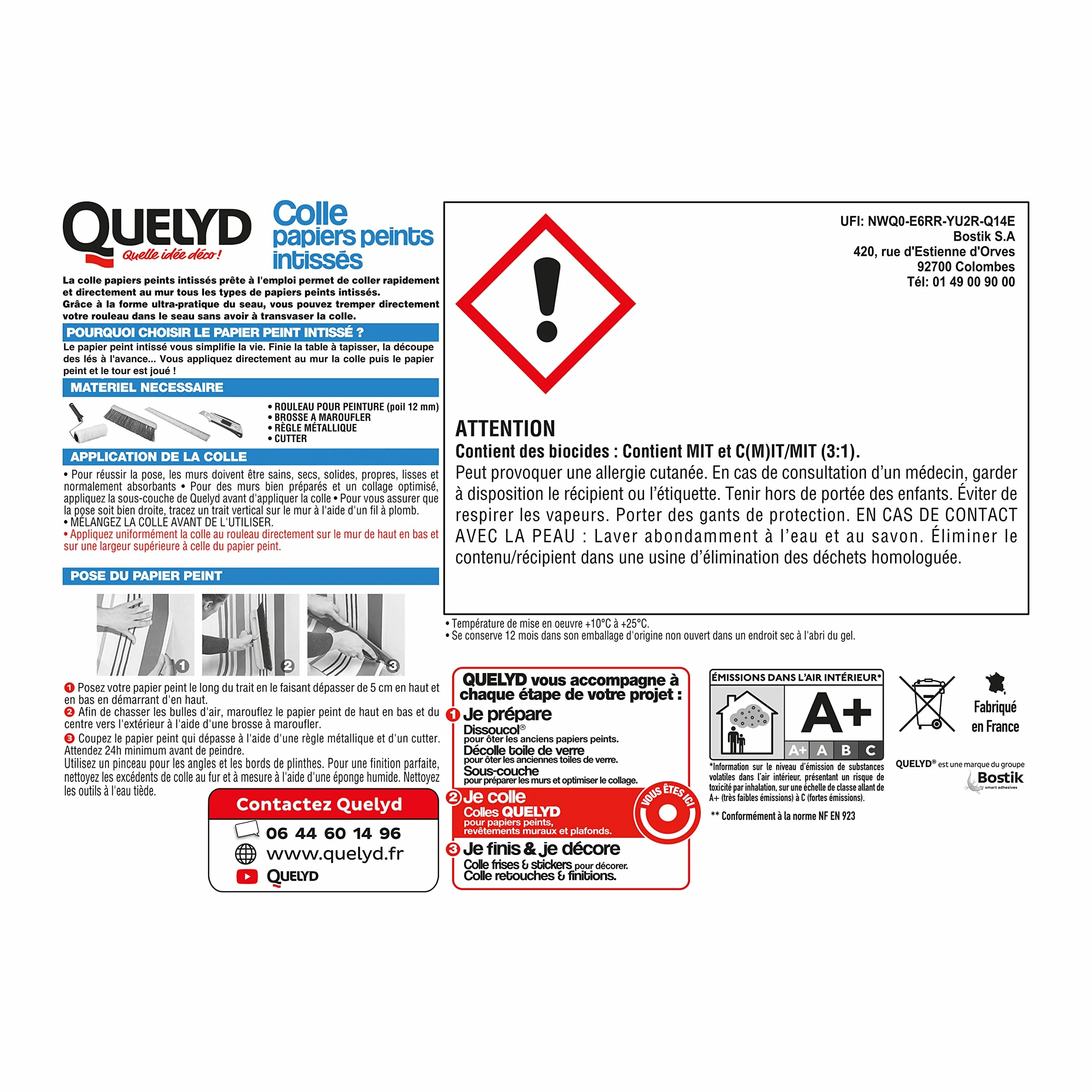 Quelyd Colle Papiers Peints Intissés en Pâte Seau 3 kg