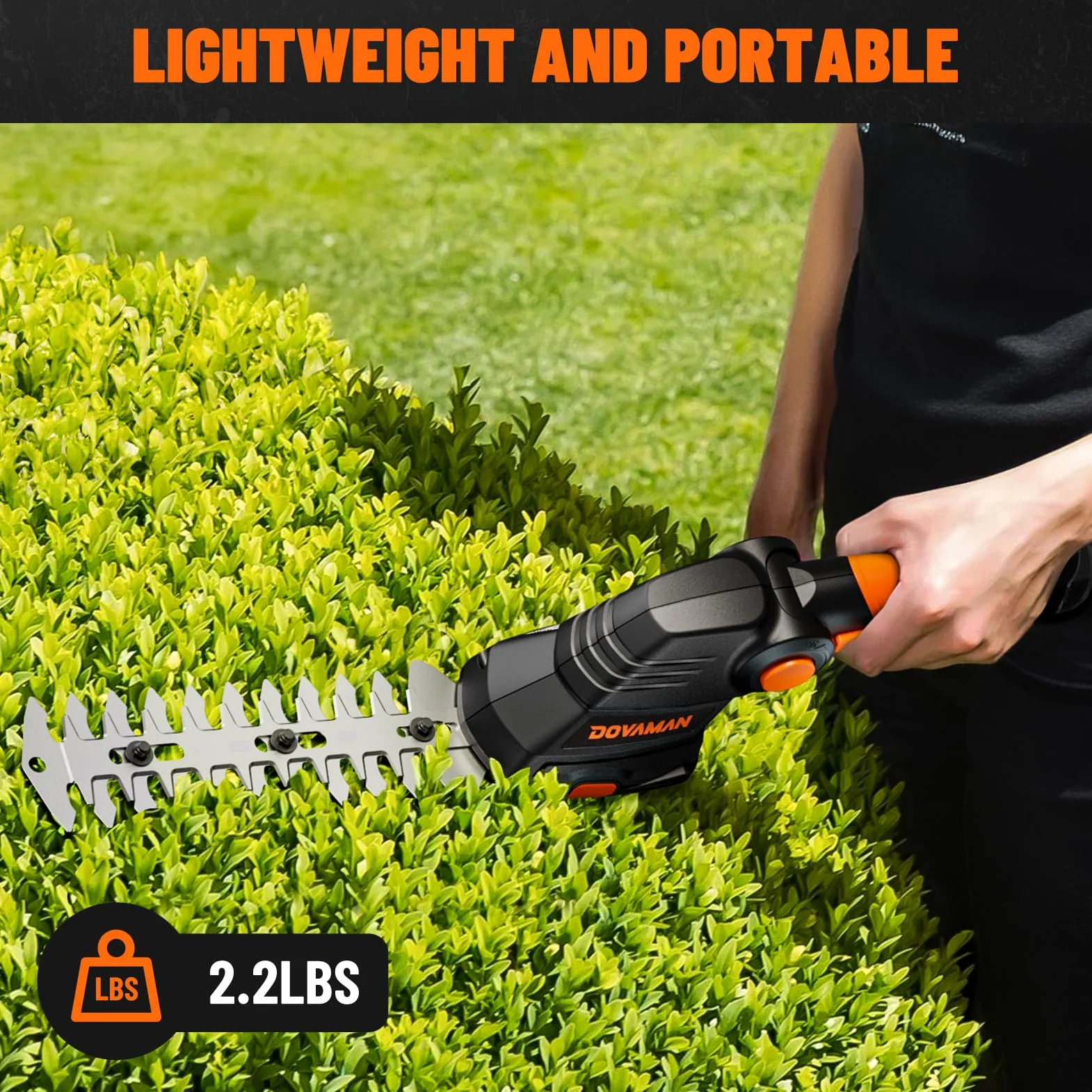DOVMAN GS03C 3 en 1 Cisaille Électrique, Ensemble de Poignée Télescopique, Charge Rapide de 80 Min, Poignée Réglable en Angle, Cisaille à Gazon sans Fil Portable 7,2V Idéale pour Couper l'herbe