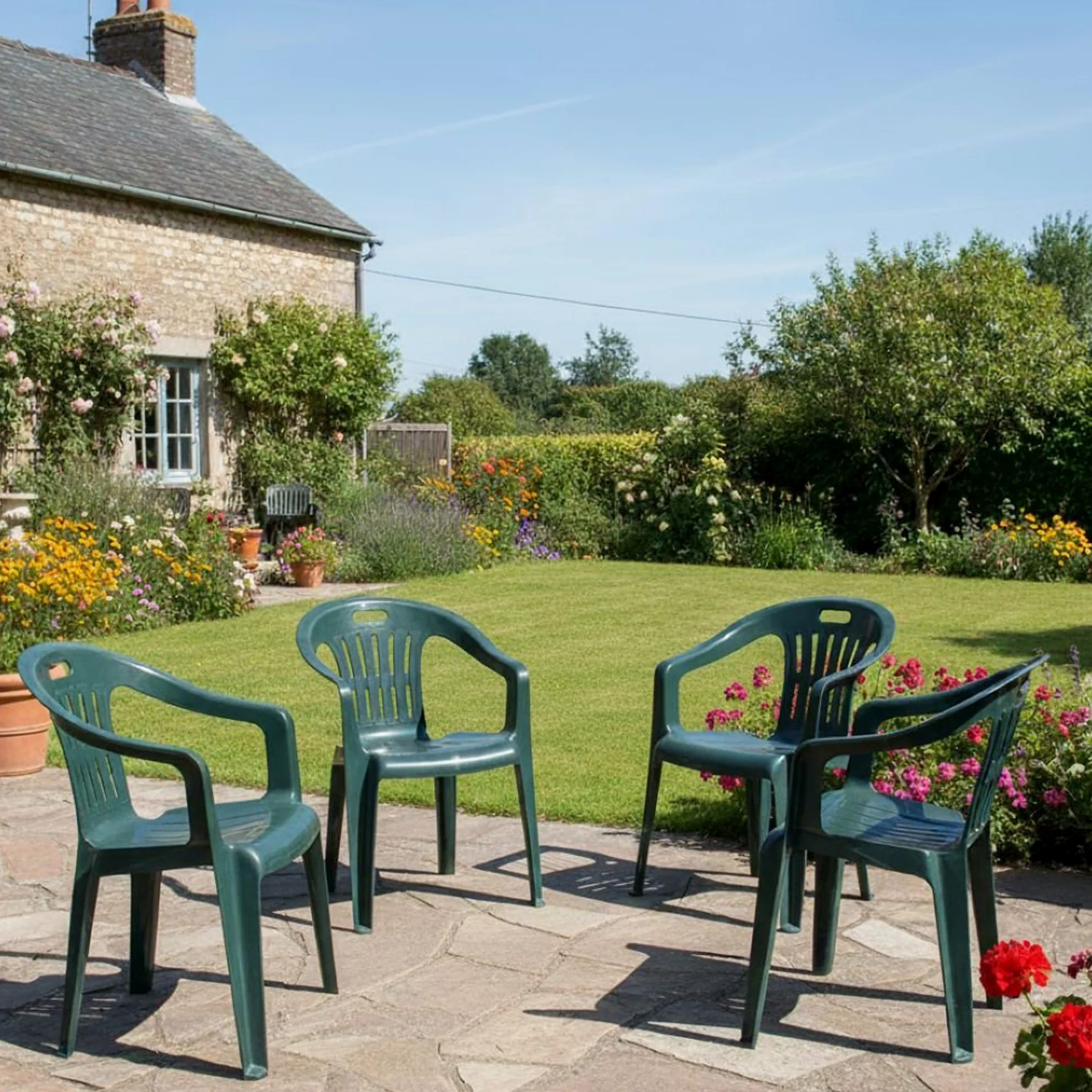 Dmora - Chaise d'extérieur Velletri, Sièges de jardin, Chaise pour table à manger, Fauteuil d'extérieur, 100% Made in Italy, 56x57h80 cm, Vert