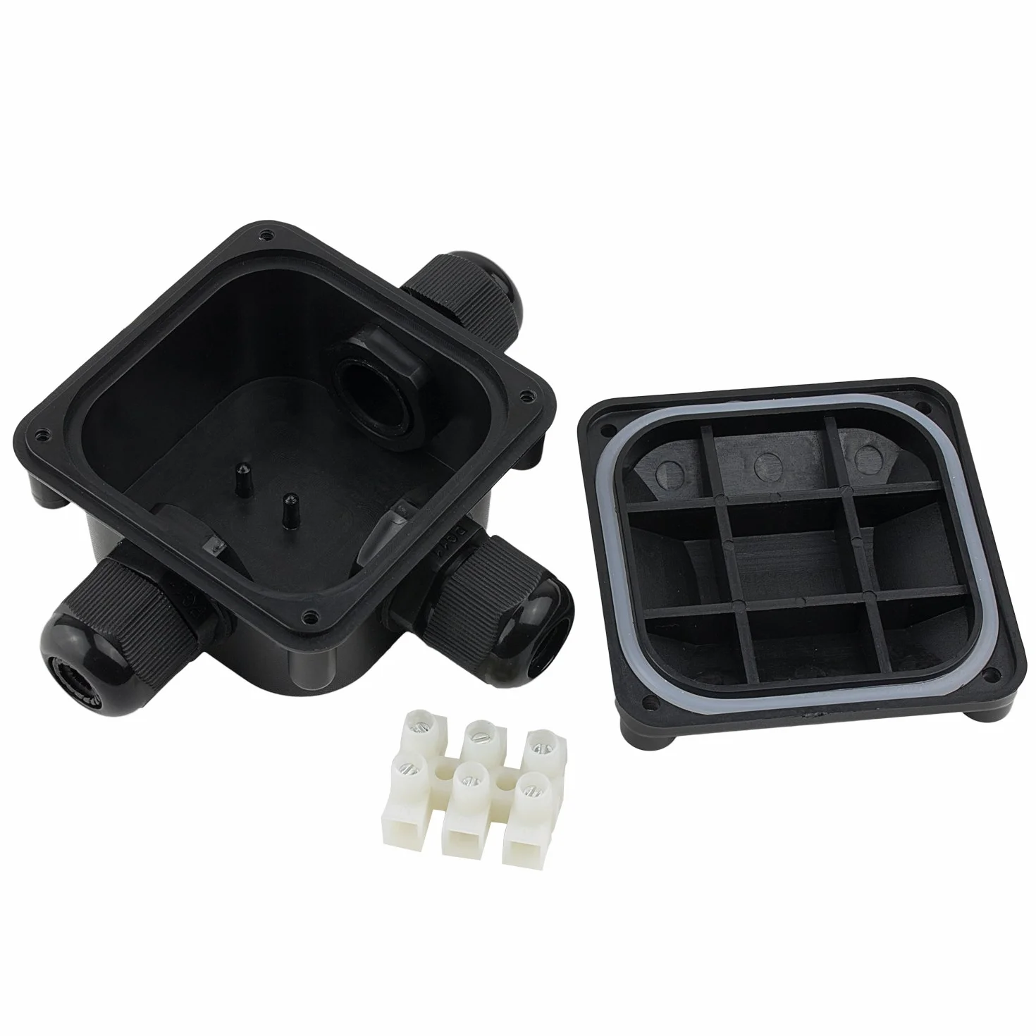 Boîte de jonction étanche IP66 3 Câbles Extérieurs Noir
