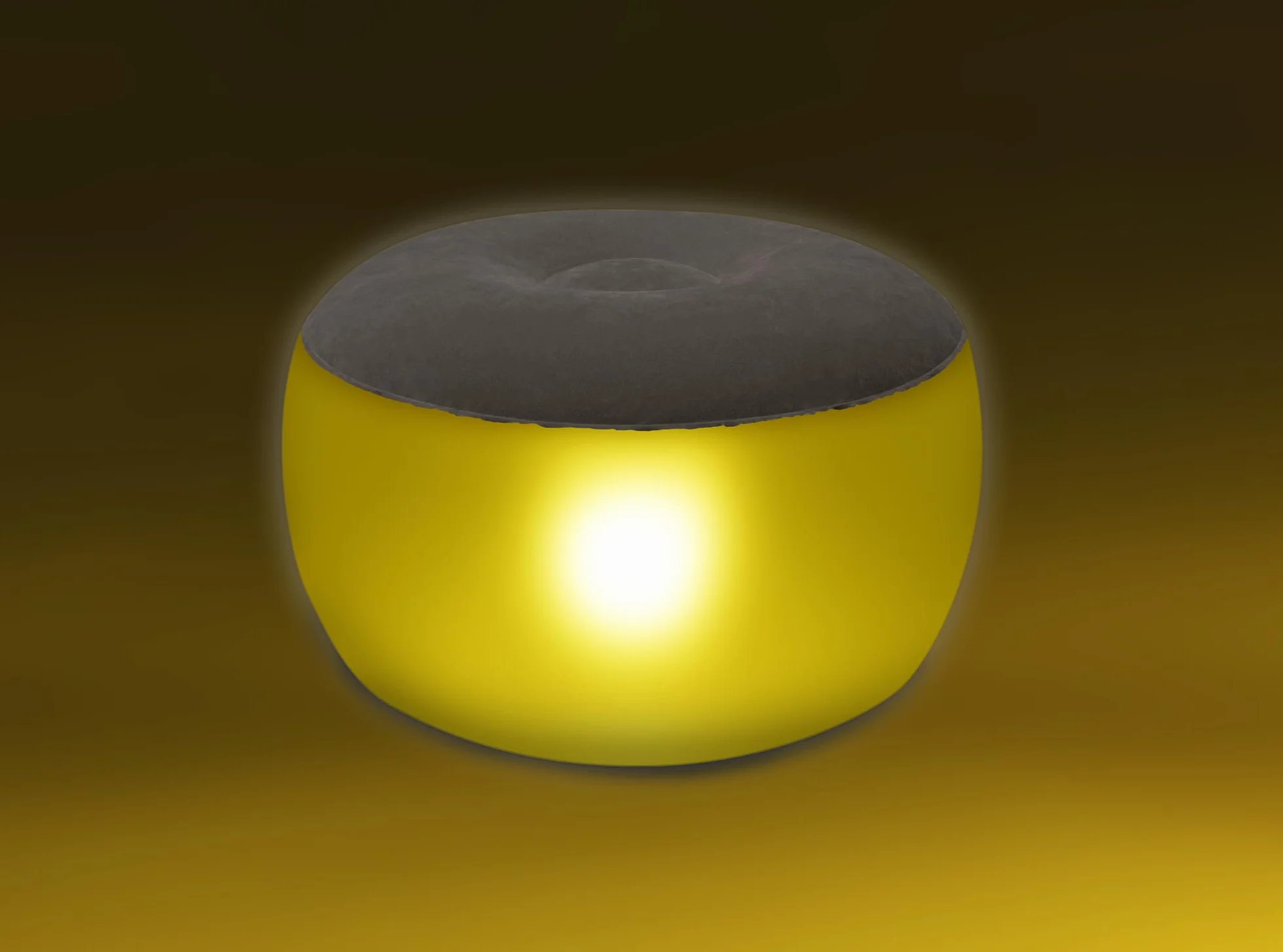 SCHWAIGER 660180 Tabouret LED Outdoor Pouf Loungemöbel Tabouret de Jardin Coussin de Sol Tabouret de Pied pour l'extérieur éclairé RGB Gonflable 55cm de diamètre