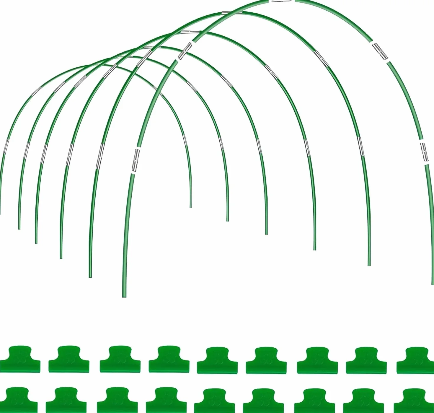 LATERN 6 Pièces 115CM x 85CM Arceau pour Serre Tunnel, Réglable Jardin Plantes Culture Tunnel Cadre, 36 Tuyaux De Cerceau avec 30 Connexion Tubes, 18 Colliers - pour Film Plastique Filet Anti-Oiseaux