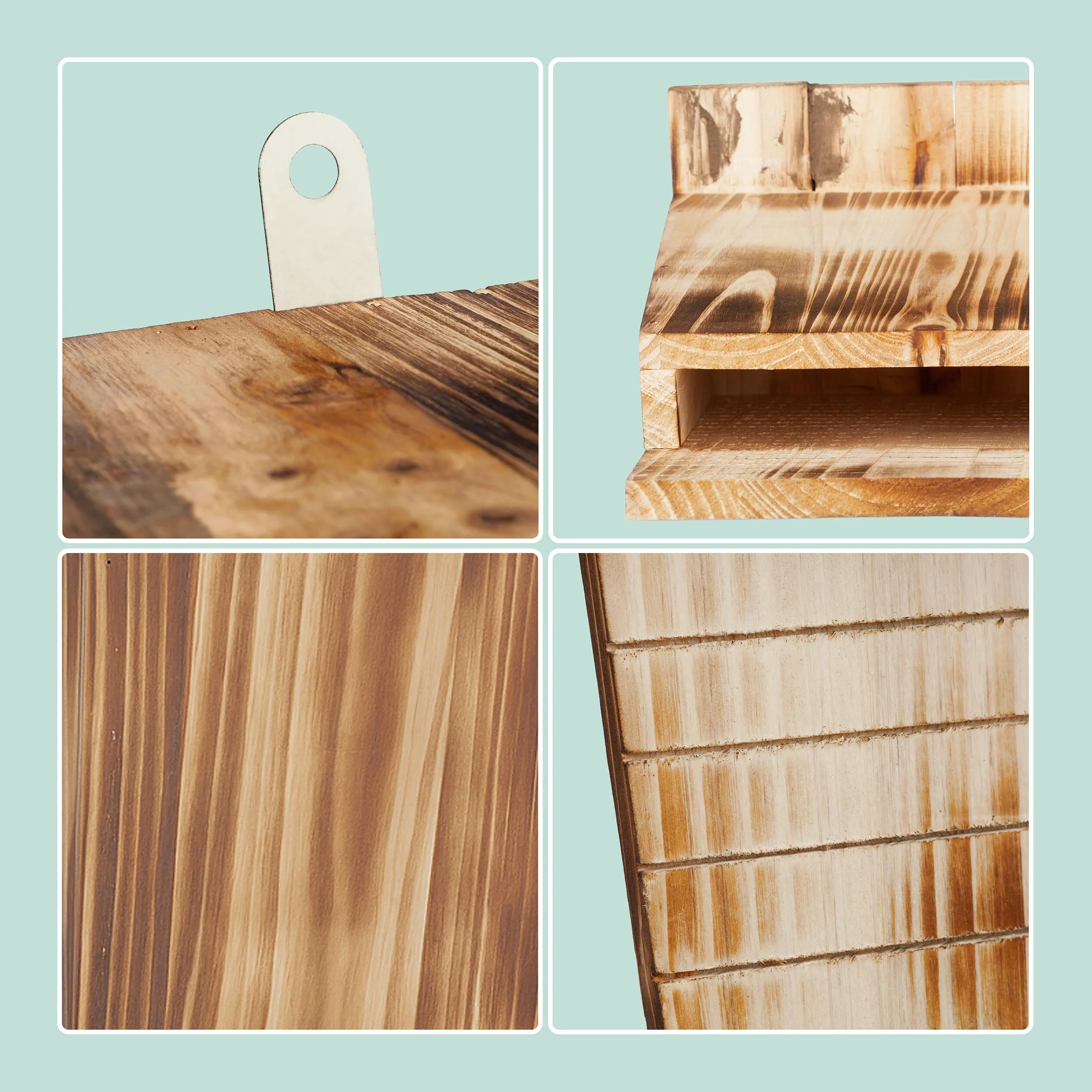 Relaxdays Nichoirs pour Chauves-Souris Lot de 2 34 x 22,5 x 12,5 cm Finition brûlée Naturel
