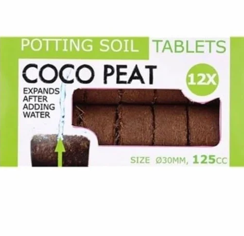 Lot de 12 Pastilles de Terreau Compressé en Fibre de Coco - Diam 3cm - Gonfle jusqu'a 125cm Cube - Fleur Jardin - 452