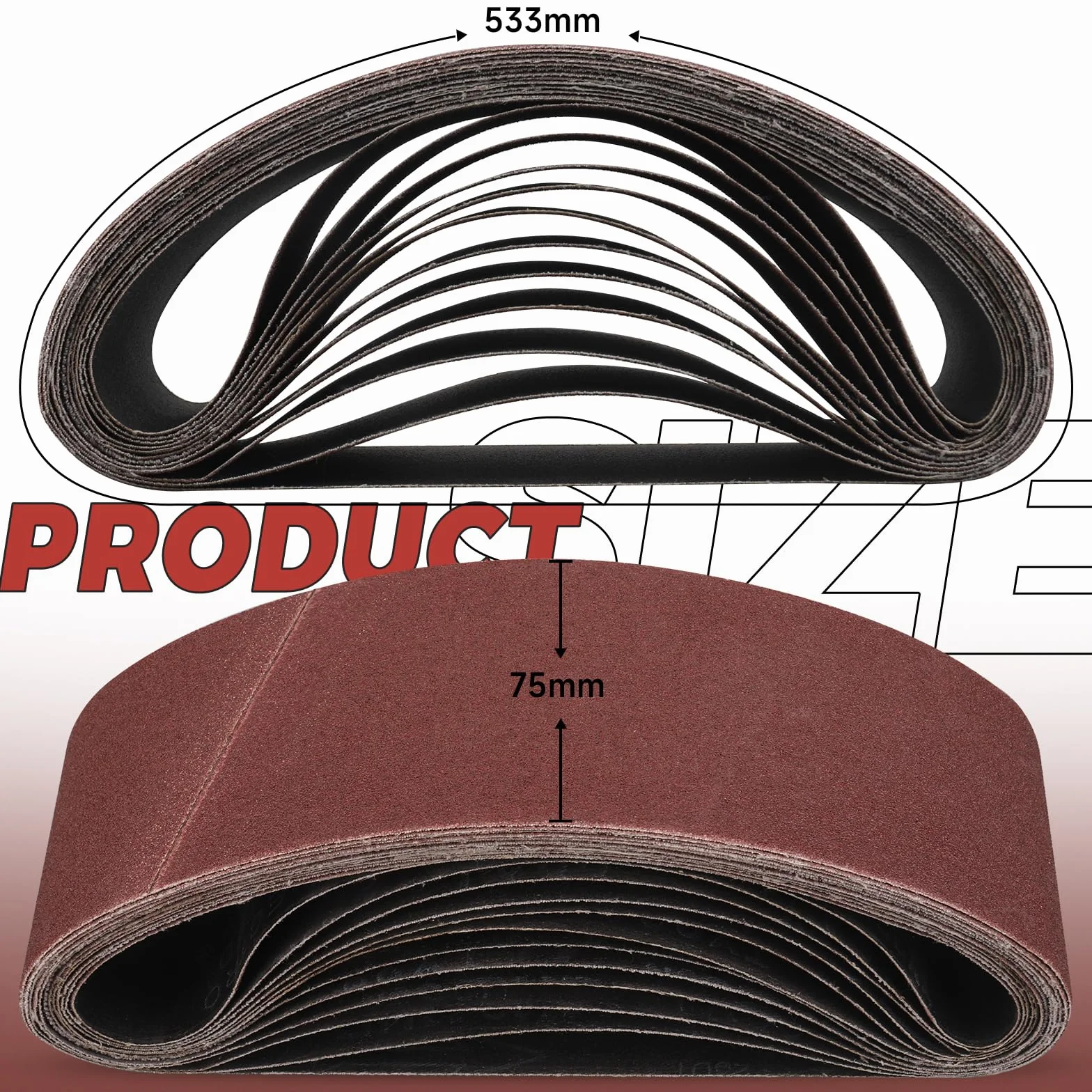 Bande Abrasive 75x533 mm 40 Grain 10 Pièces