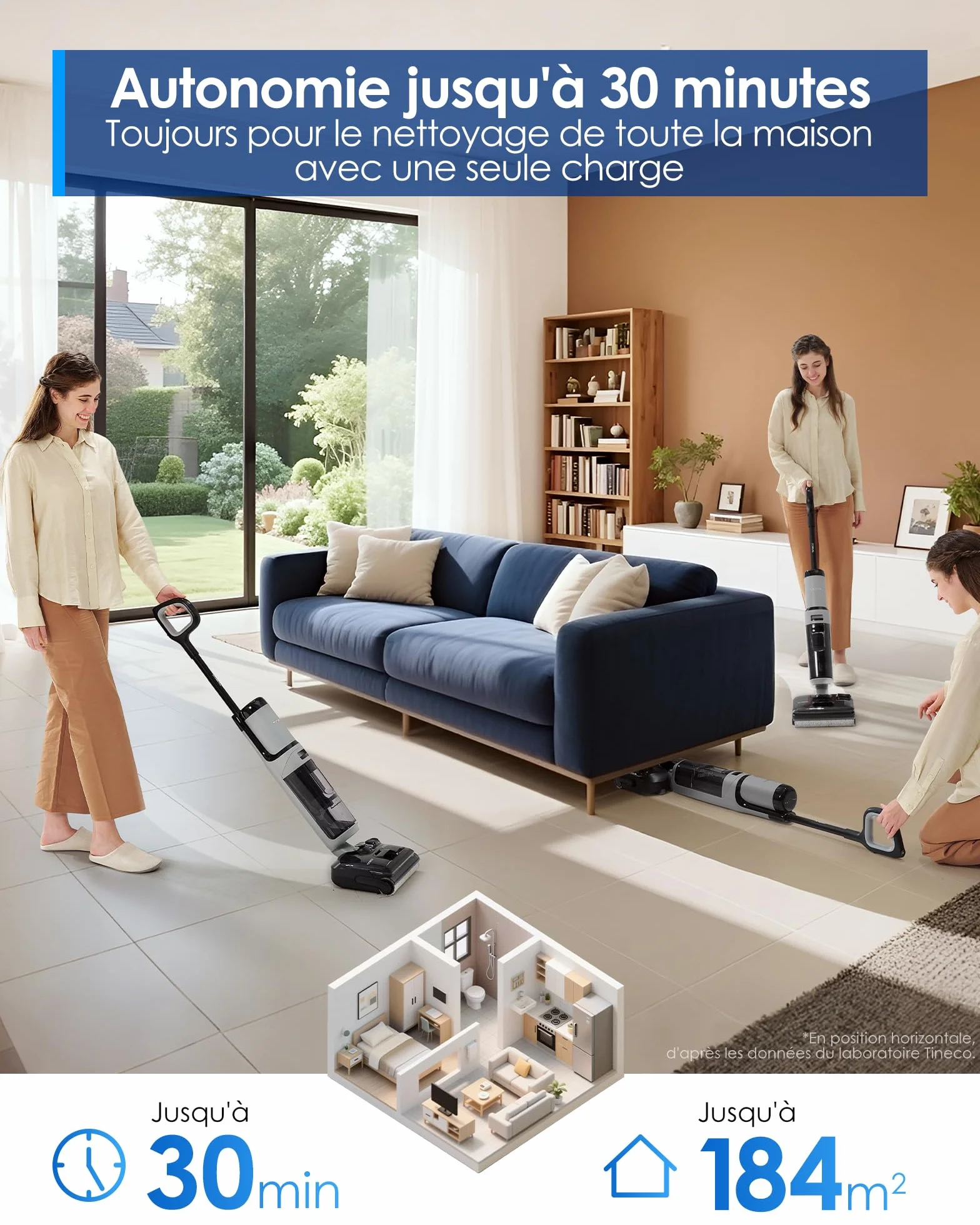 Tineco Floor One i5 Stretch Aspirateur Laveur Sec et Humide 20 kPa 180° 30 Min