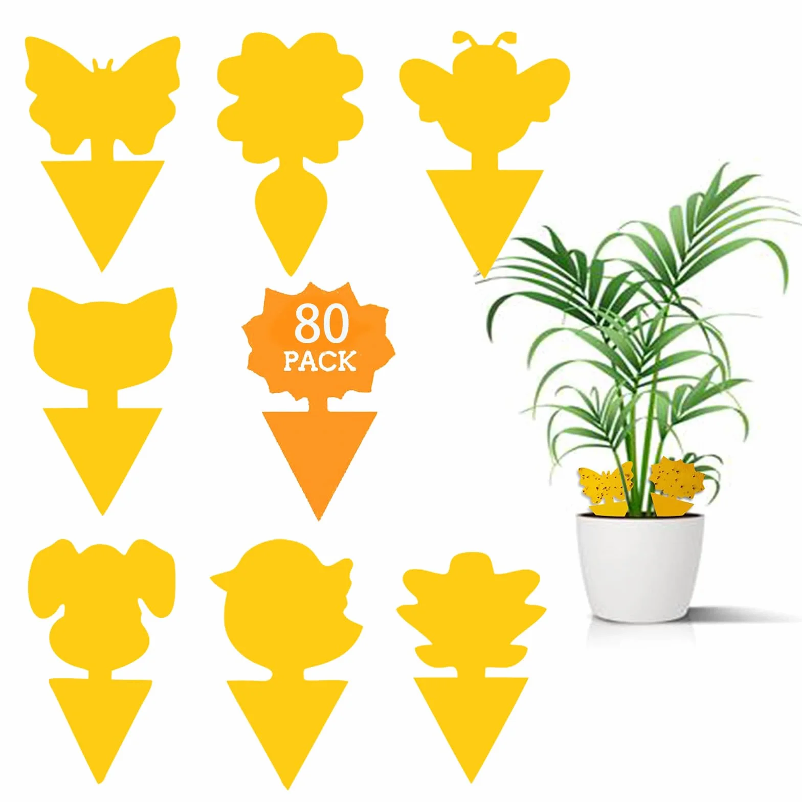 80 Pcs Attrape Moucheron Plantes, Luttent Contre Les moustiques fongiques, pour Les Insectes intérieurs et extérieurs, Imperméables et Non Toxiques