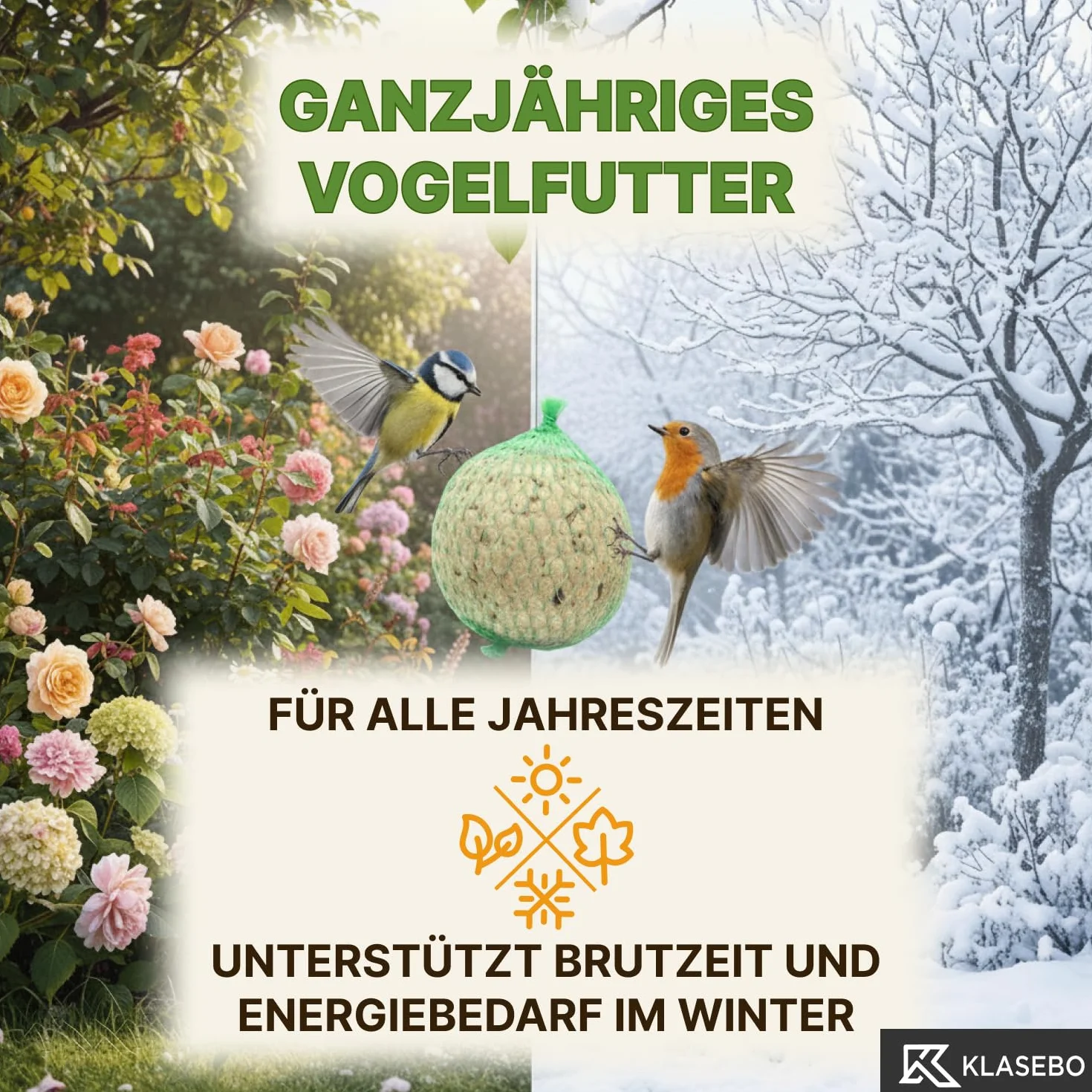 KLASEBO Boules de Graisse Oiseaux avec Insectes 200 x 90 g Filet