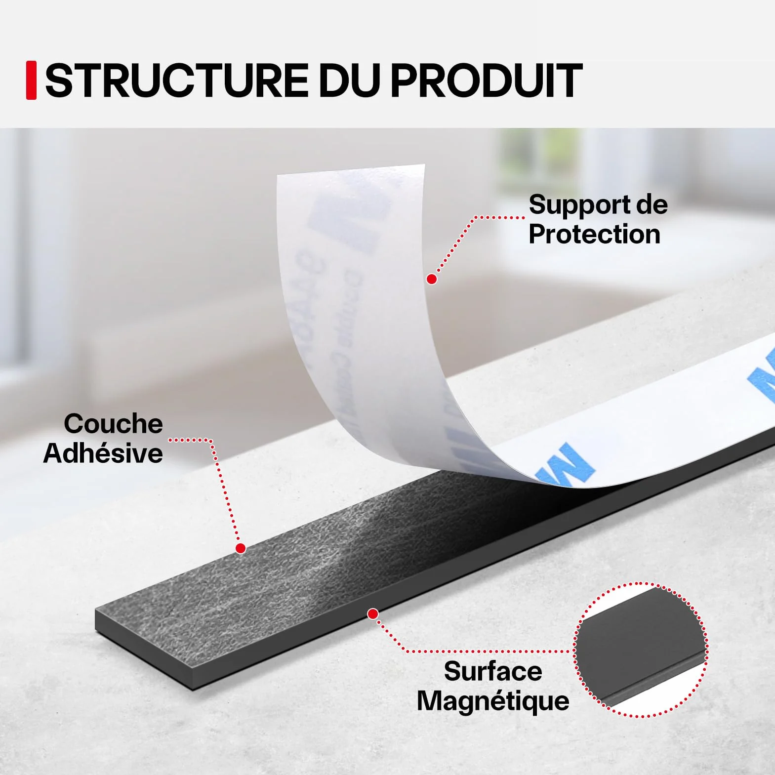 Bande Magnétique Adhesive A+B Autocollante Aimantée 6m x 15mm pour Moustiquaires Rideaux DIY
