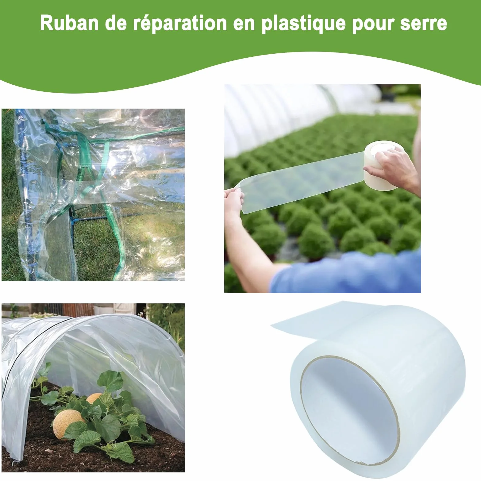 Ruban de réparation de serre imperméable 8 cm x 20 m résistant aux UV