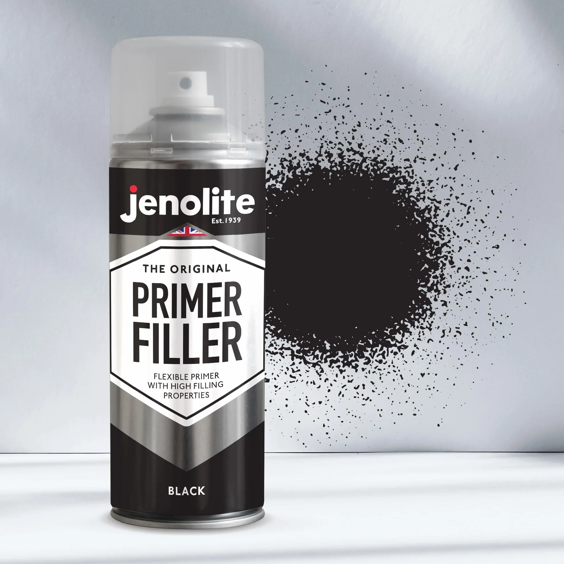 JENOLITE Peinture d'apprêt de remplissage en aérosol Noir 400ml Apprêt flexible