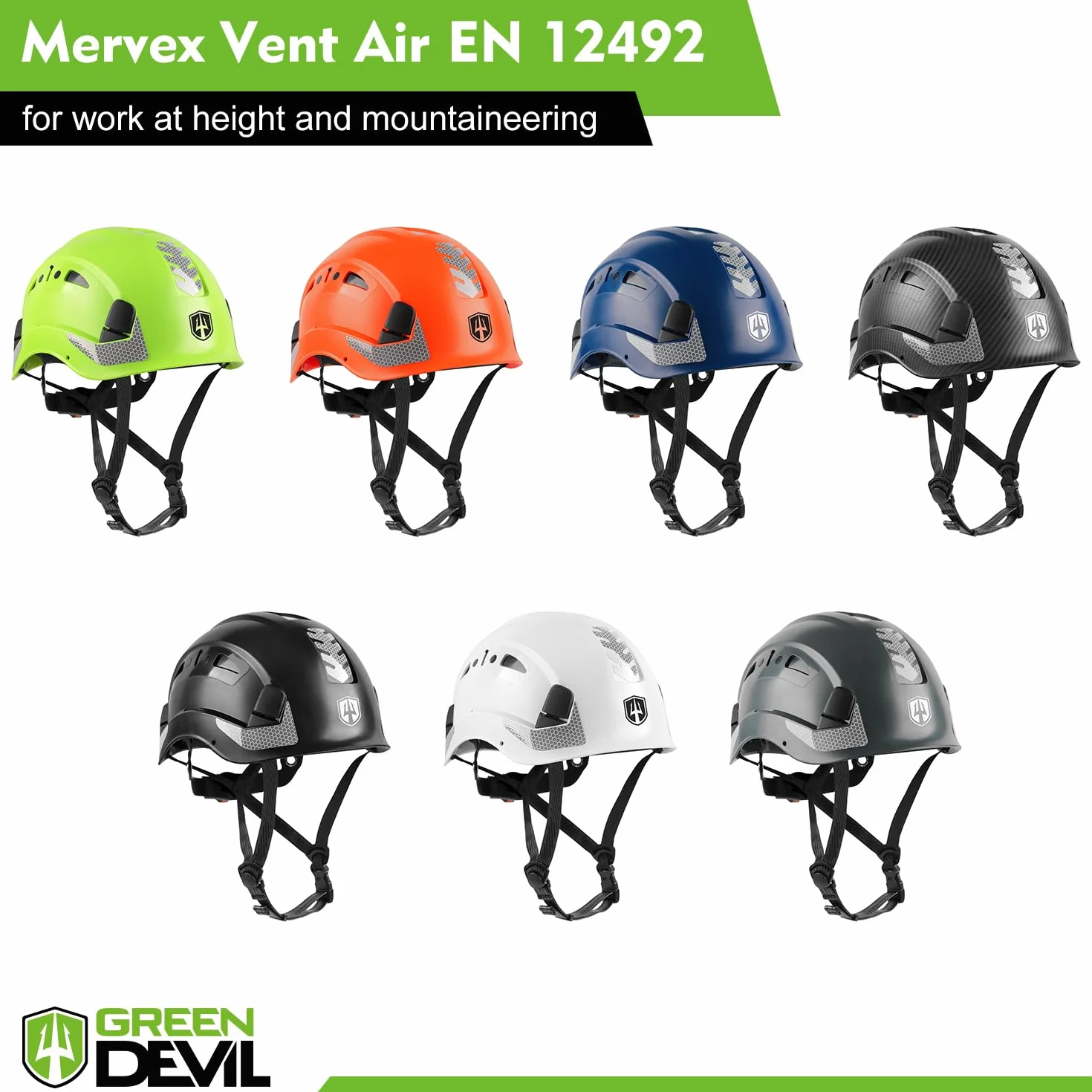 GREEN DEVIL Casque de sécurité ventilé réglable haute visibilité escalade travail en hauteur