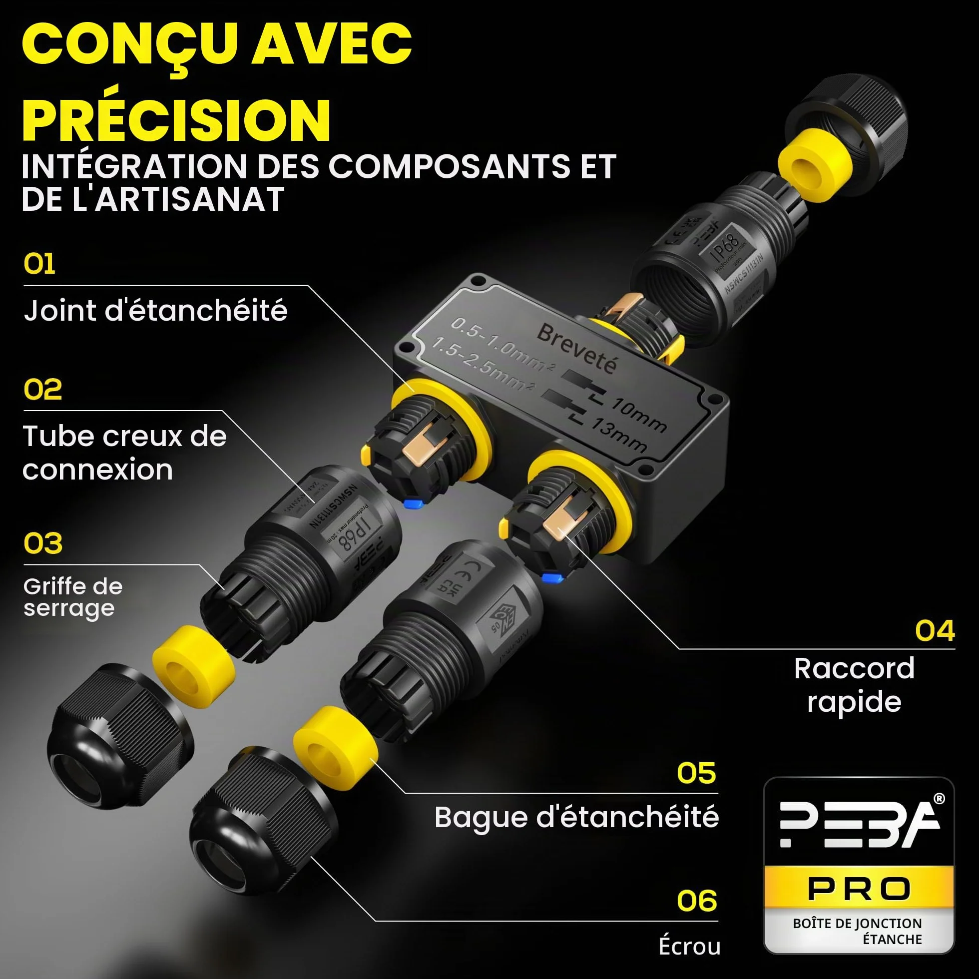 Connecteurs de Câbles Étanches IP68 Boîte de Jonction 3 Voies Raccord Extérieur Jardin