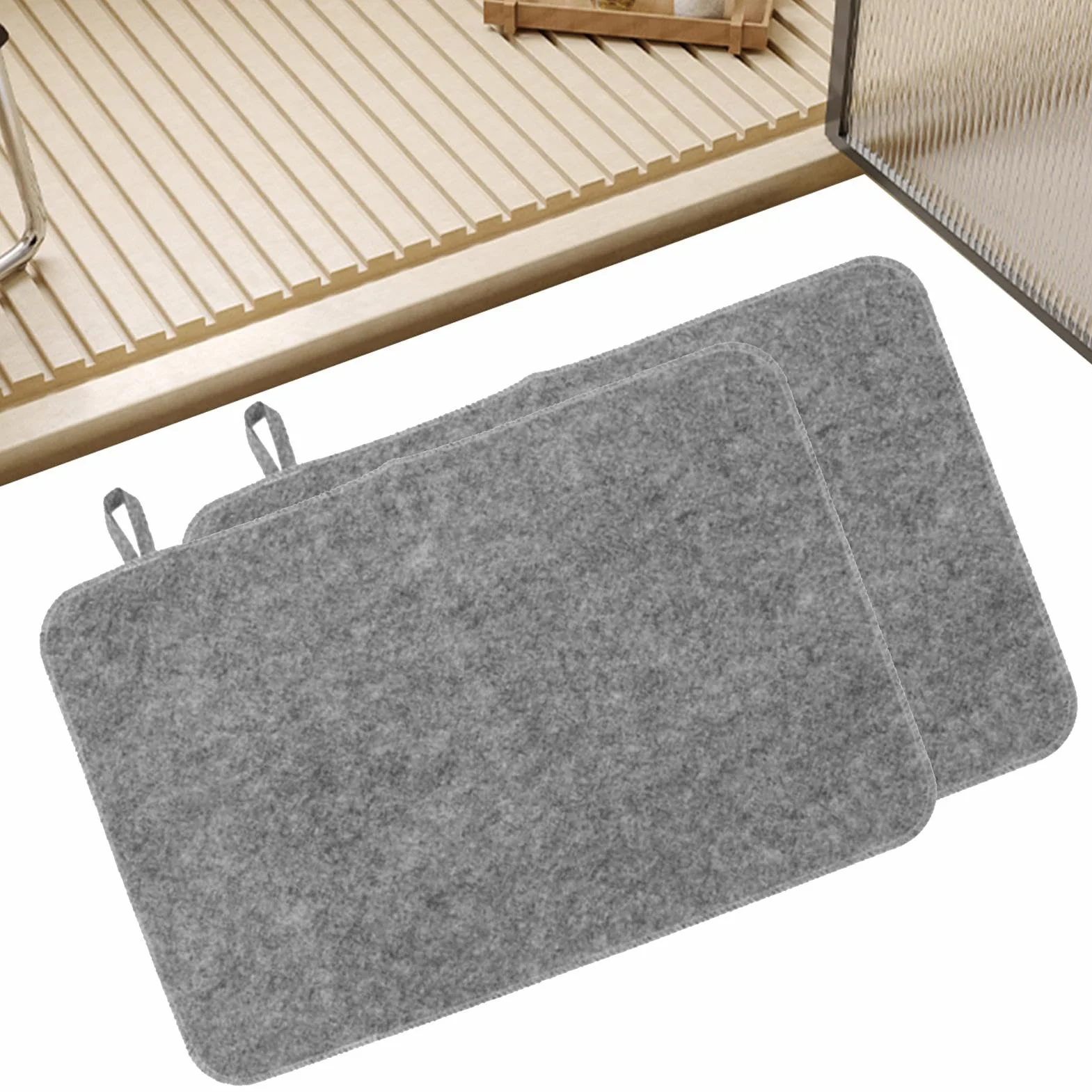 Lot de 2 tapis de sauna en feutre absorbant et isolant 50 x 33 cm