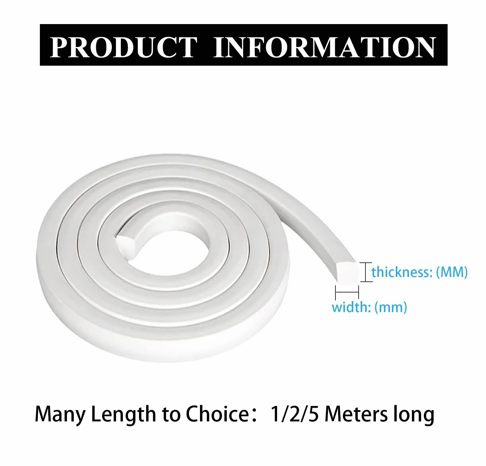 Bande d'étanchéité en Mousse de Silicone 10mm x 20mm x 5M pour Fenêtre Porte