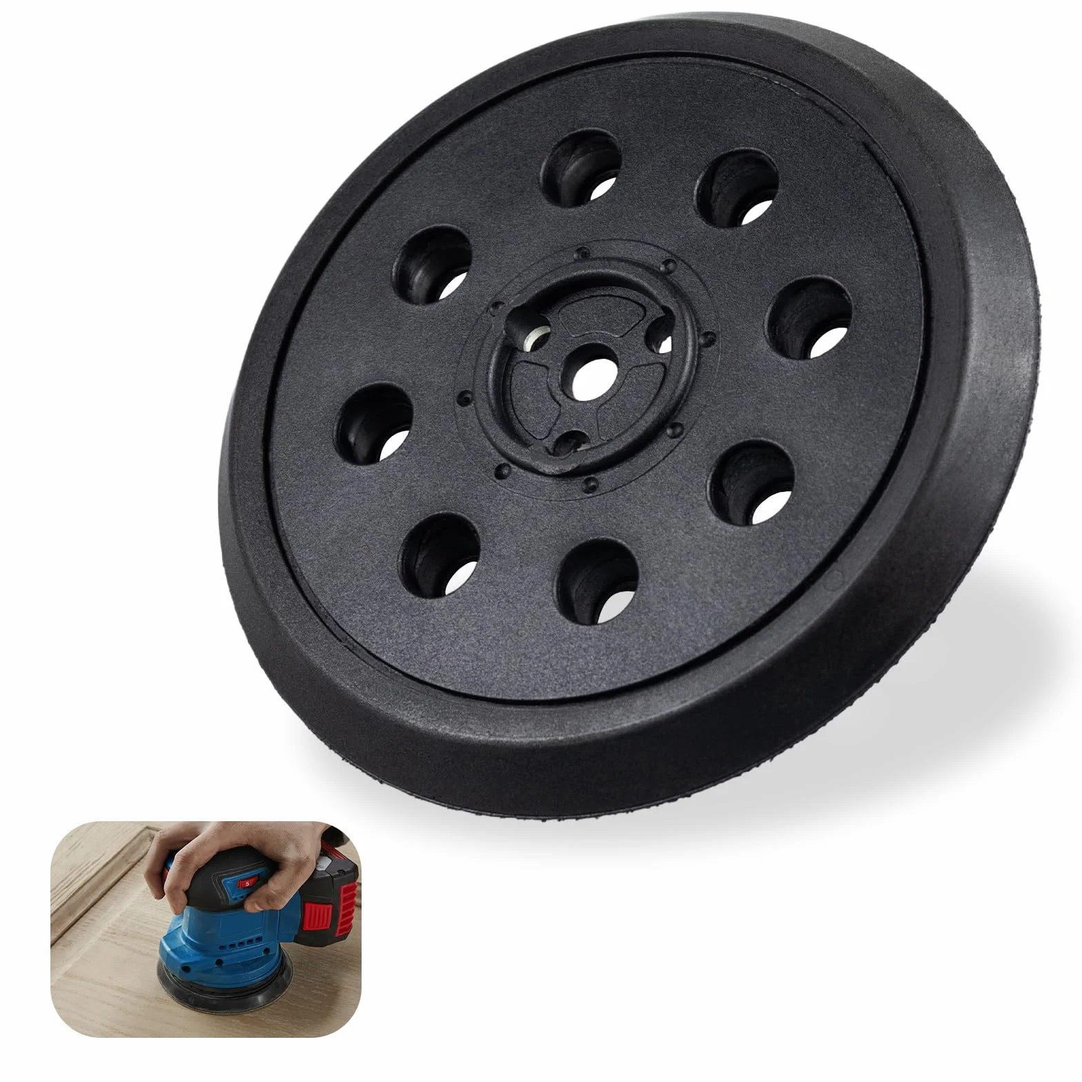 BOSCH Plateau de ponçage 125 mm 8 trous compatible PEX 12 PEX 125 AE auto-agrippant résistant chaleur 80 °C