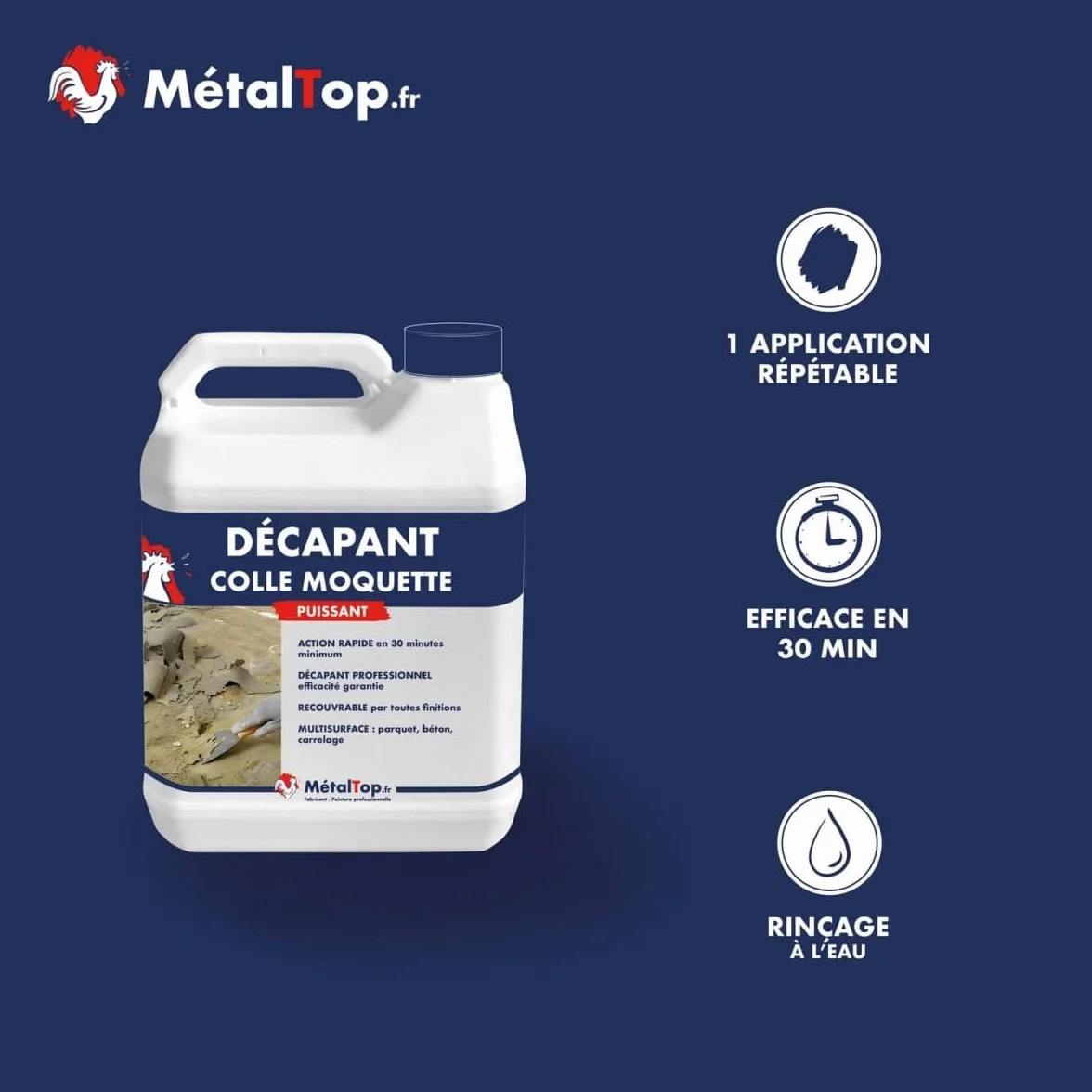 Metaltop Decapant Colle Moquette 1 L Elimine résidus colle sol béton bois carrelage