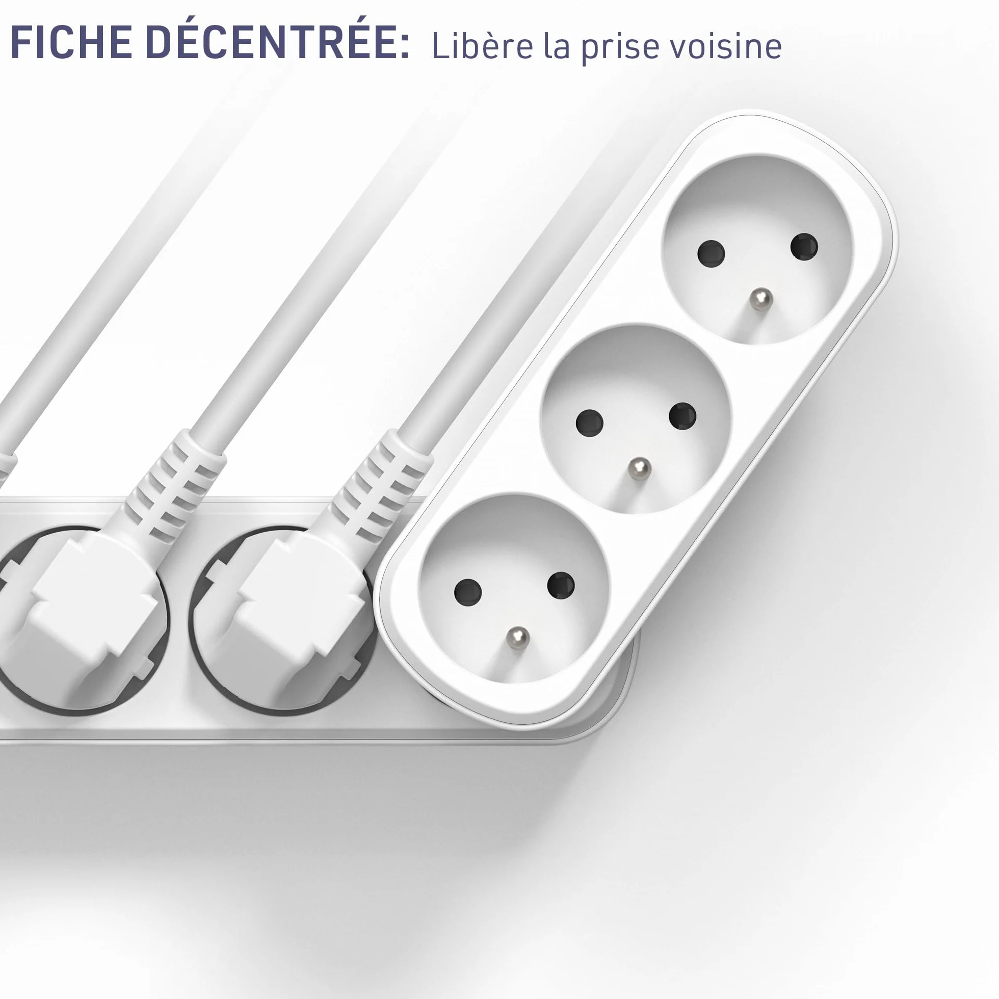 Electraline 531200 Adaptateur Multiprise Triplite 3 Prises Françaises 16A (2P+T) Blanc