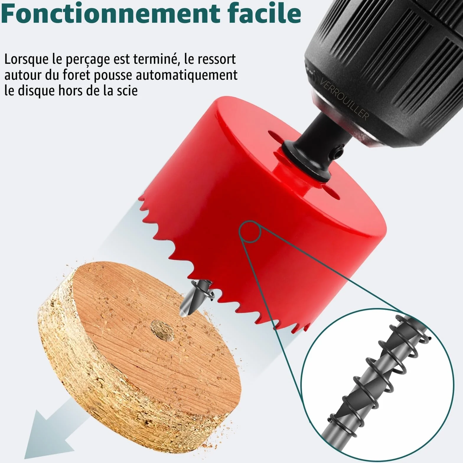 Scie Cloche 100mm HSS M42 Bi-Métal Scie à Trous Avec Adaptateur et Foret de Centrage pour Bois, Plaque de Plâtre, Plastique