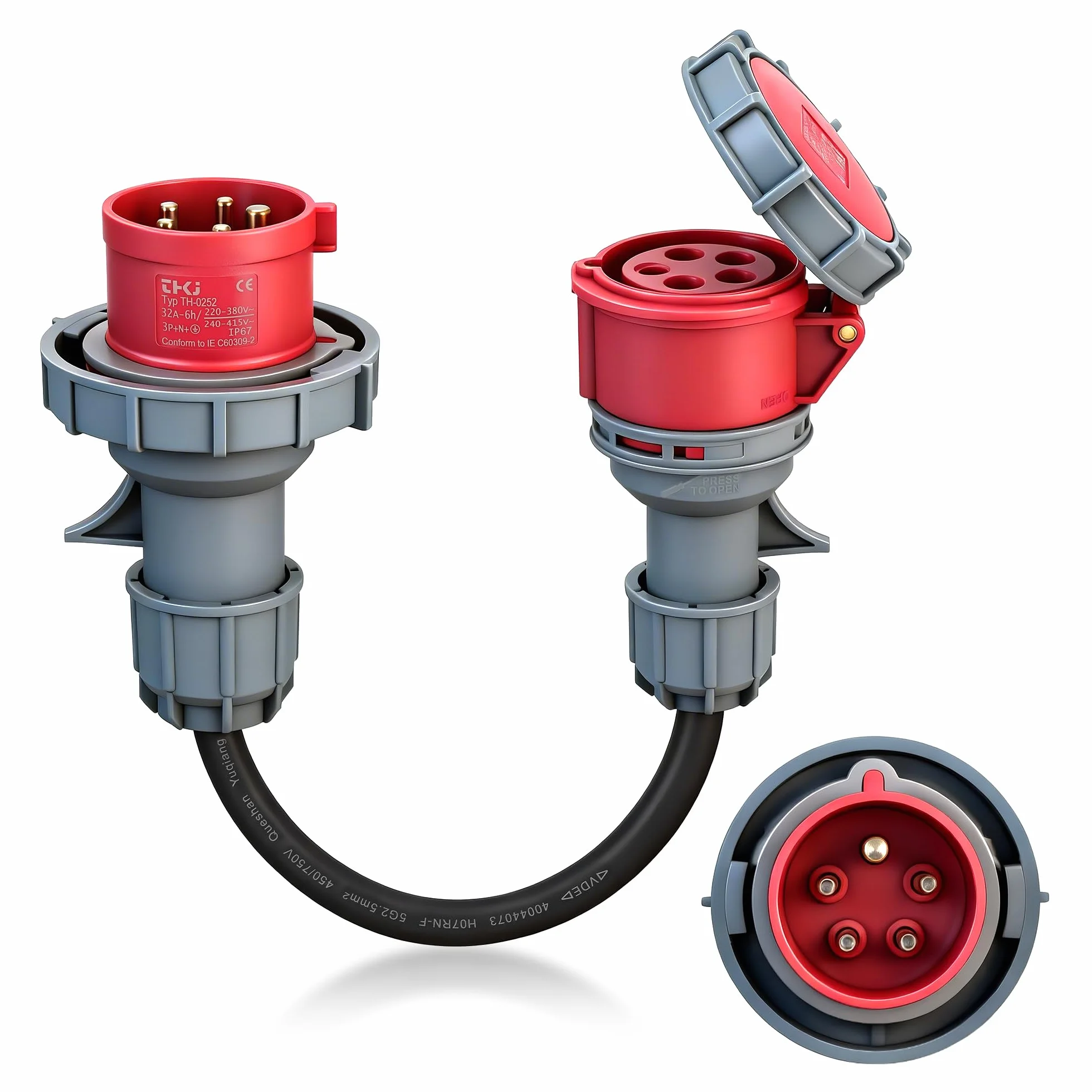 Starvortex Adaptateur CEE 32A vers 16A, Étanche IP67, Câble H07RN-F 5G 2,5mm², Portable