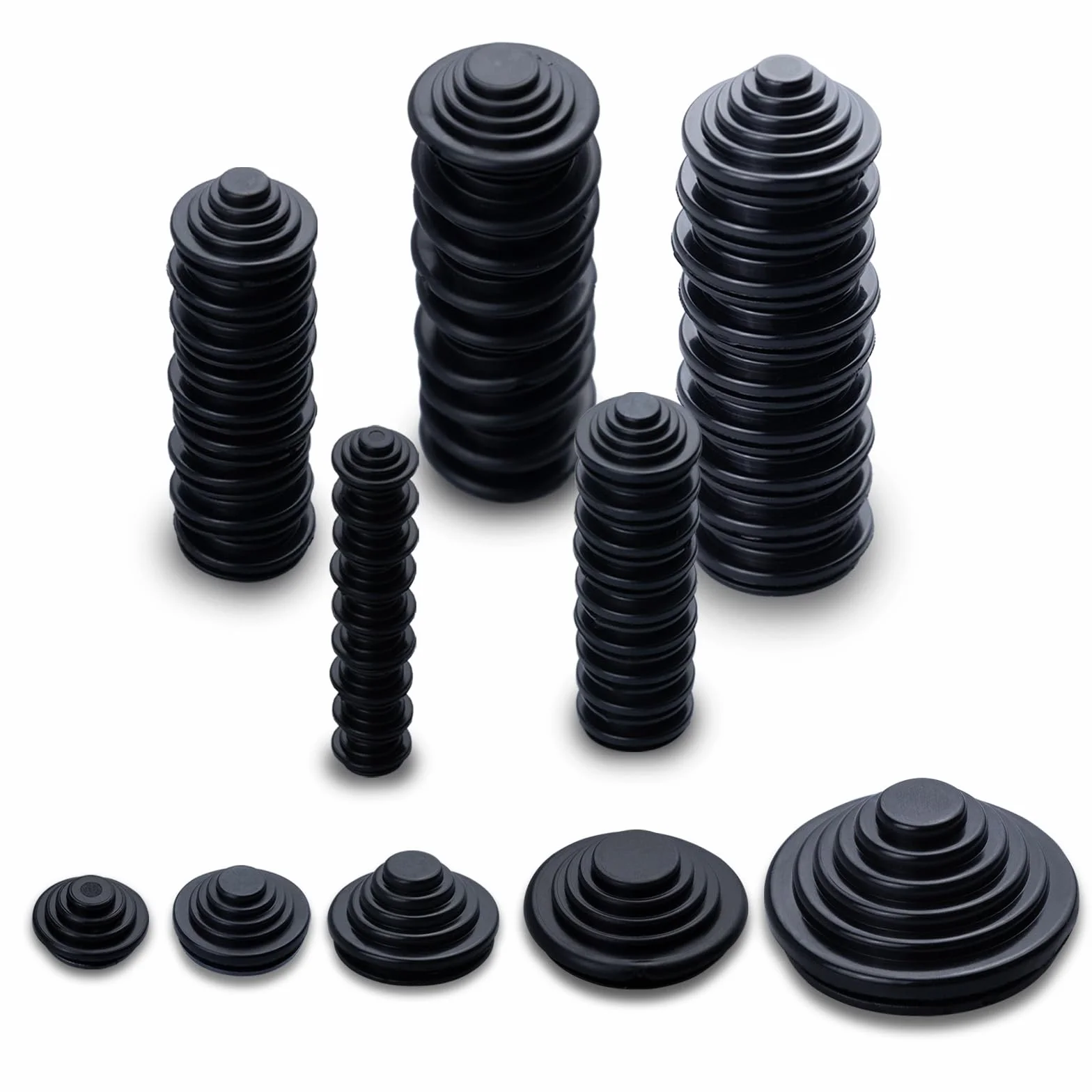 Lot de 50 œillets Passe-câbles en Caoutchouc étanches Noir 10/30 mm pour Protection de Câbles