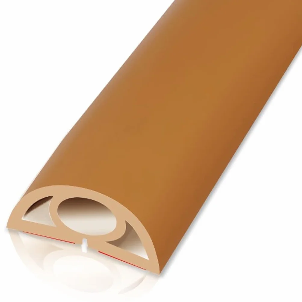 Passe Câble Sol PVC 2 cm Cache-câble Plancher Facile à Installer Light Brown 3.3 ft