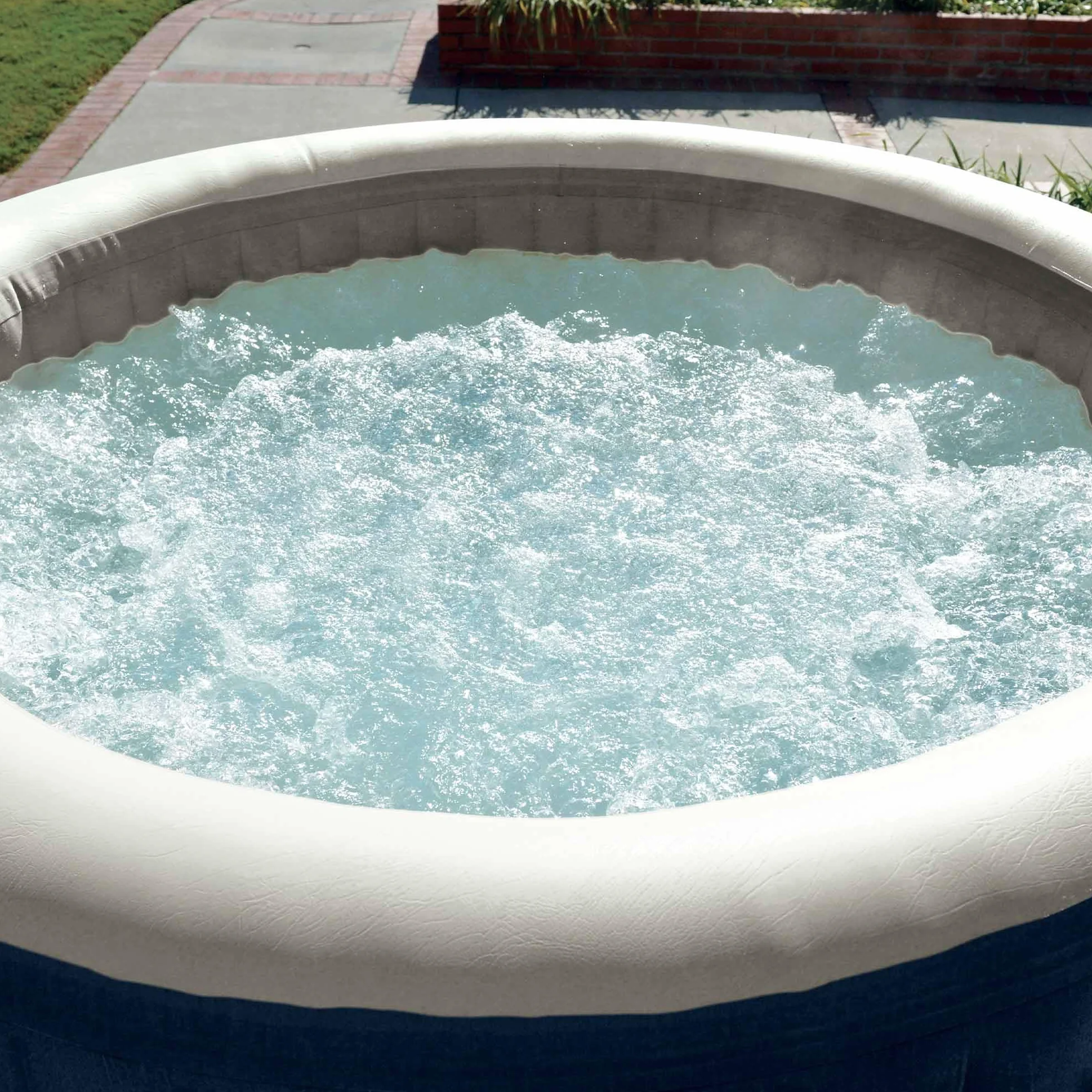 Intex 28486 - Hydromassage gonflable rond PureSpa Bubble Blue, 4 places, 100 jets, PVC, multicolore, 180 x 66 cm