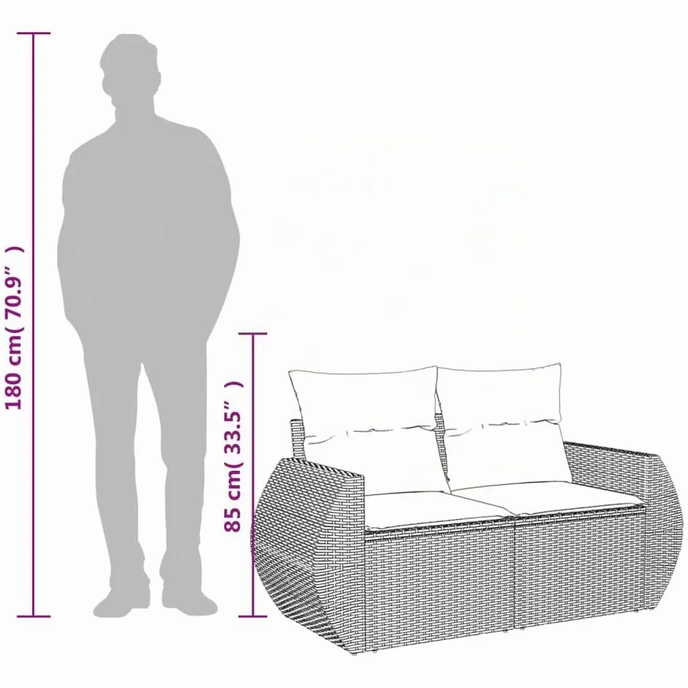 vidaXL Canapé de Jardin avec Coussins 2 Places, Siège avec Housse, Meuble de Terrasse Patio Balcon Extérieur, Beige Résine Tressée