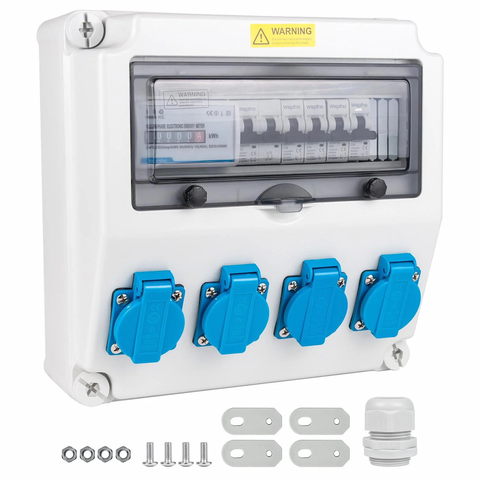 Distributeur de courant de construction 40 A 230 V avec compteur et prise CEE 16 A