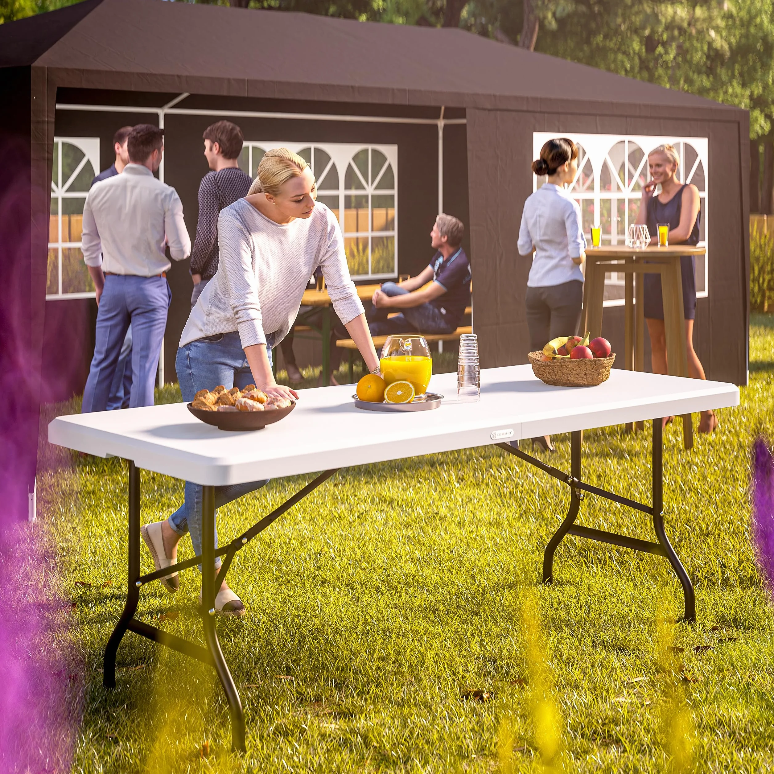 Casaria Table de Camping Pliante Plastique rectangulaire 8 Personnes intérieur extérieur