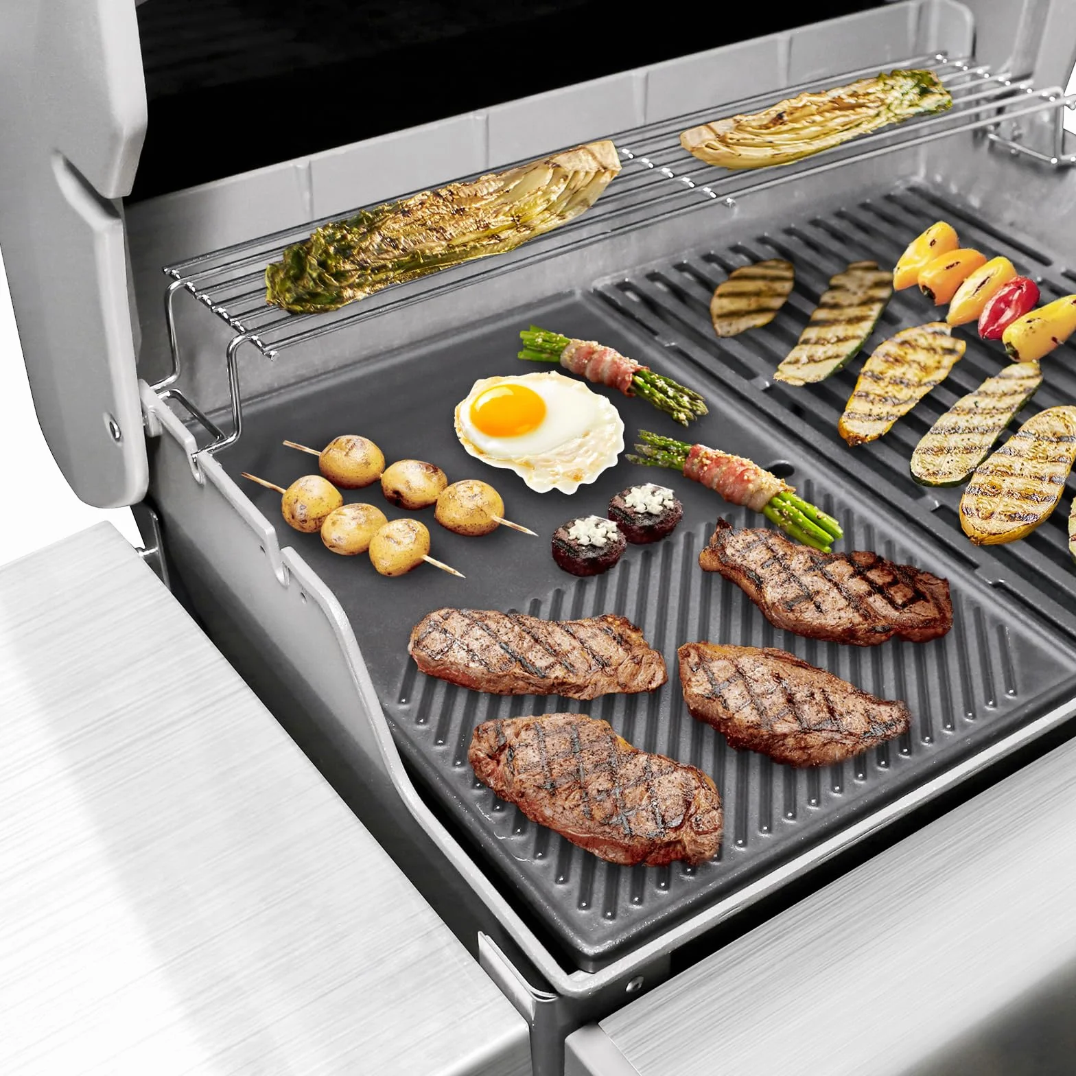 GFTIME Plancha de Plaque Cuisson 43cm x 31cm Fonte pour Landmann Triton 3/4, Enders Boston 4, Monroe PRO 4