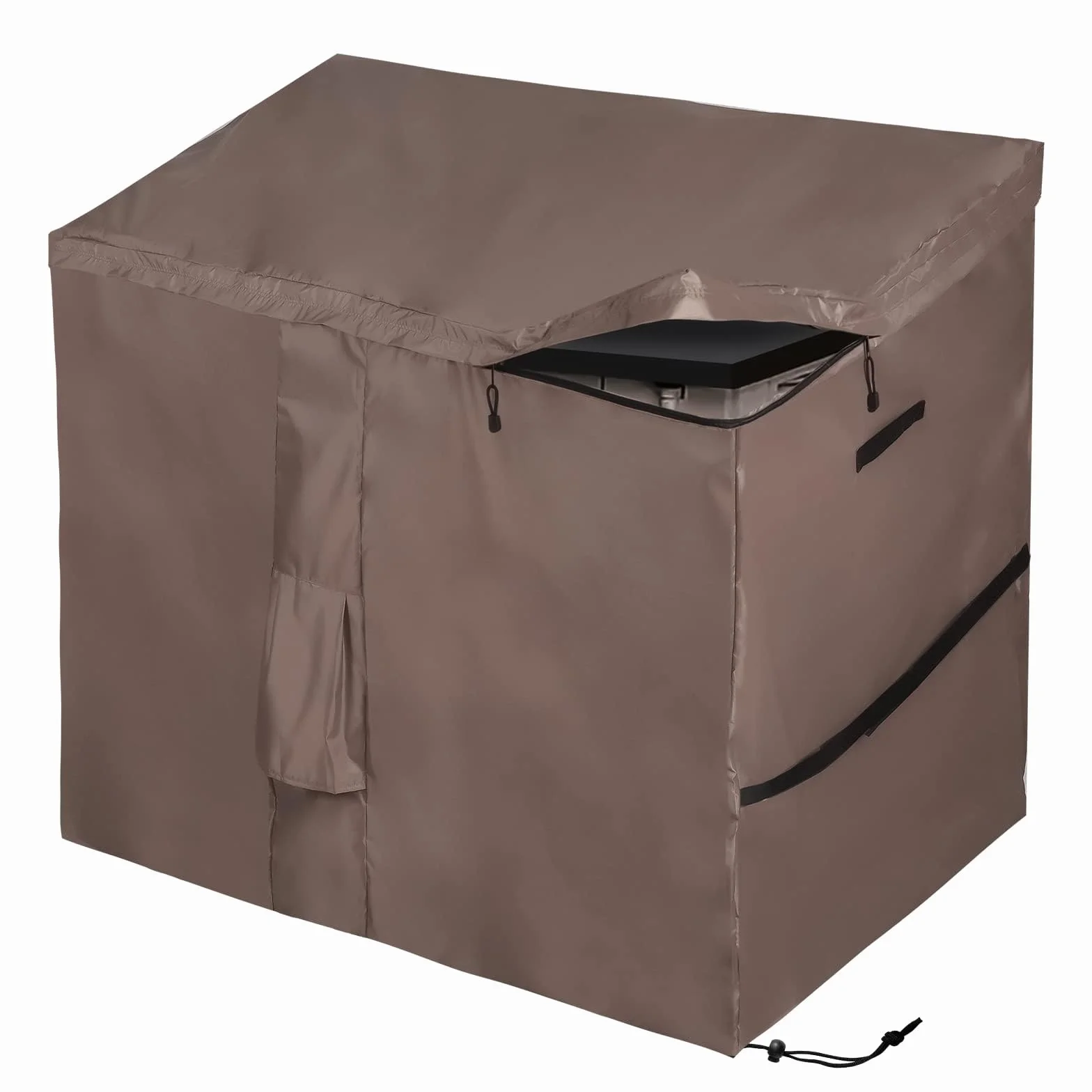 Housse Imperméable pour Abri de Jardin, Bâche de Coffre de Rangement Extérieur avec Dessus à Ouverture Facile, Pour la Série Store It Out, 420D Oxford Brun (147*86*125cm)