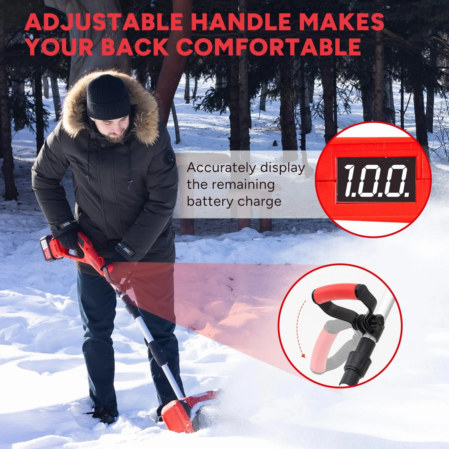 OUTIGO Souffleuse à Neige Rechargeable sans Fil 900W, Largeur 23 cm, Distance Projection 8 m