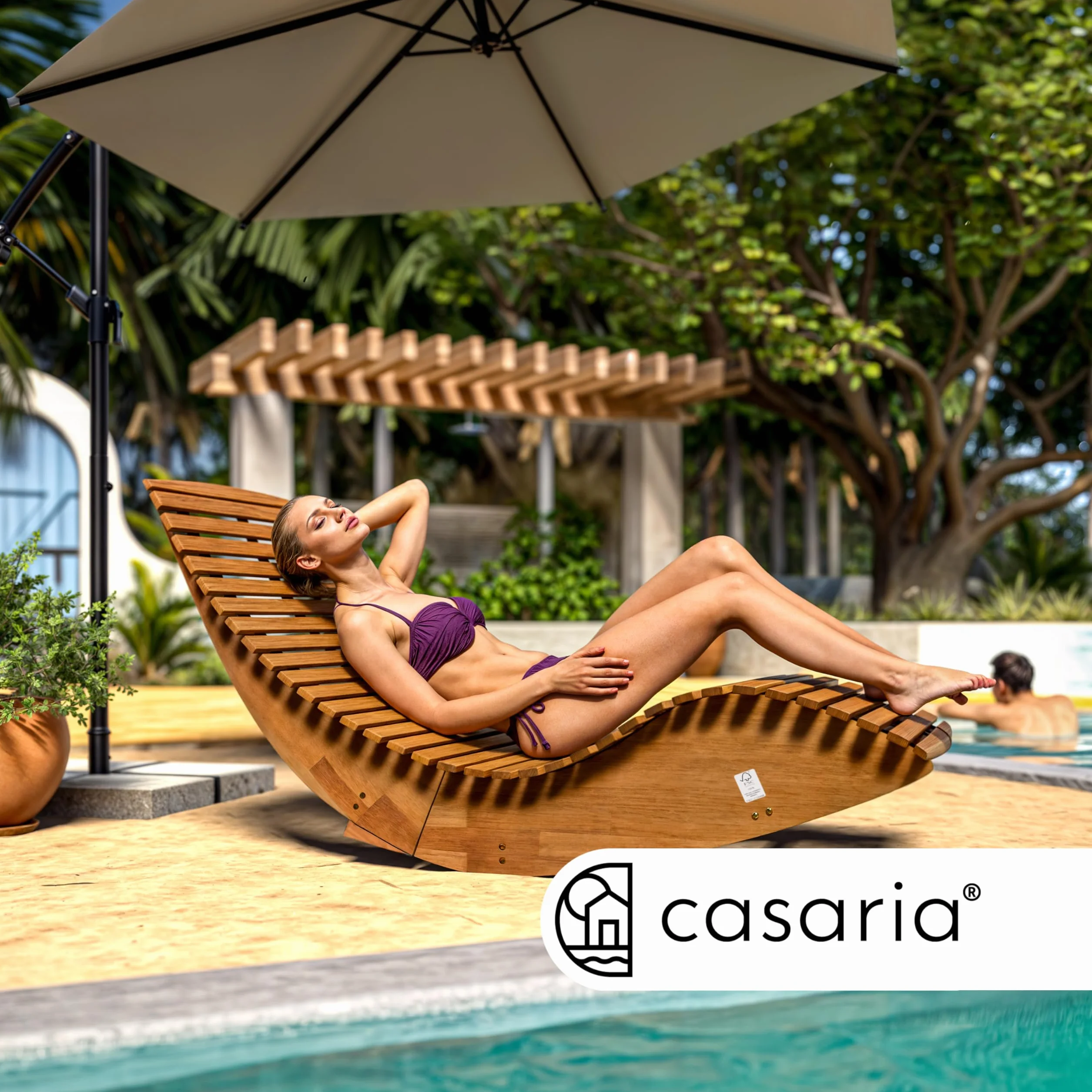 Casaria Chaise Longue à Bascule Pliable en Bois d'Acacia Certifié FSC Transat Ergonomique Jardin