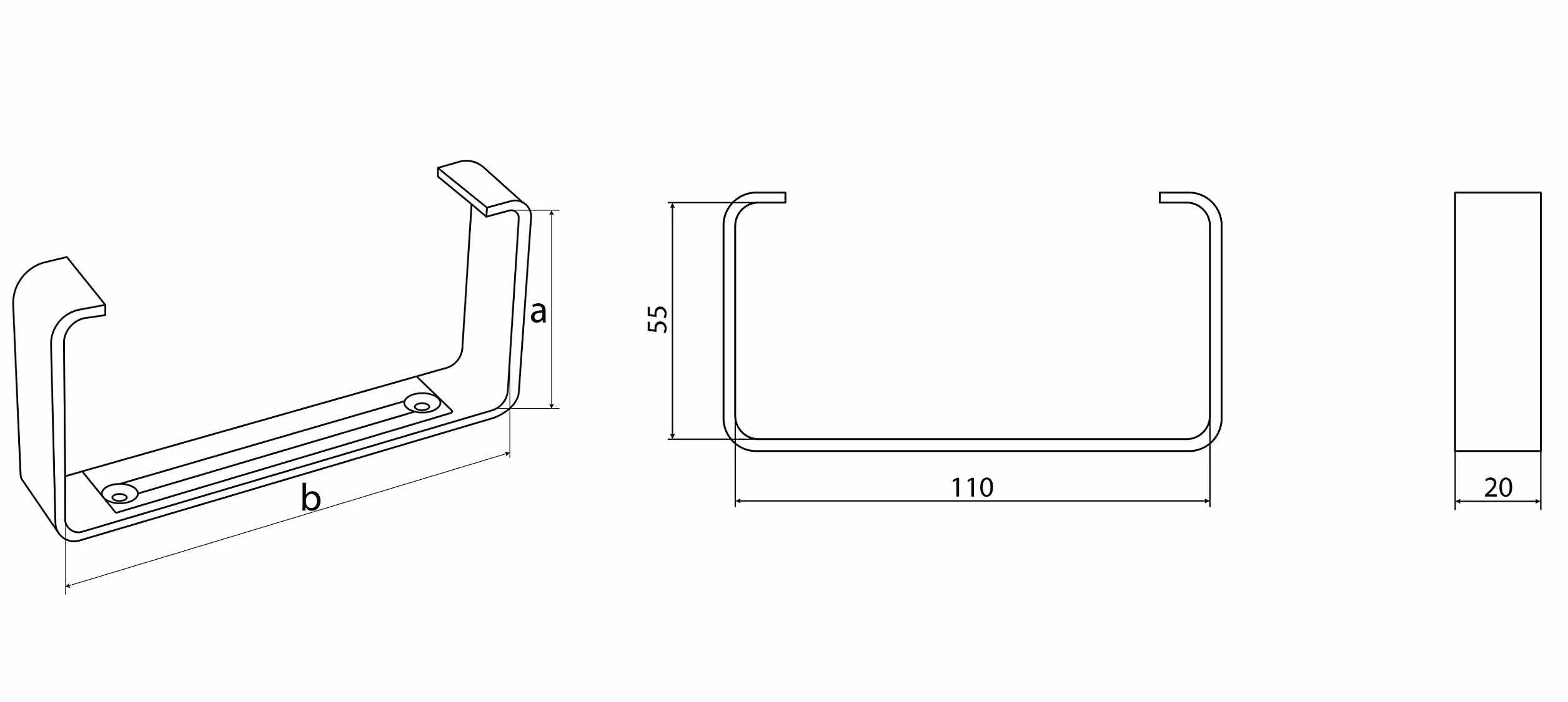 H&C VENT Fixation de support de conduit 55 x 110 mm PVC ventilation canal plat 2 pièces Élément HVAC rectangulaire