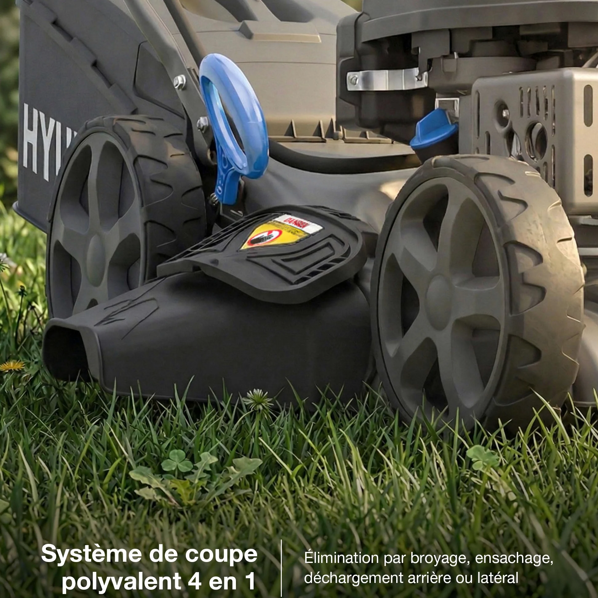 Hyundai Tondeuse à Gazon Thermique Autotractée Noire 43 cm, Démarrage Électrique, Moteur 139 cm3 3,7 CV, Coupe 4-en-1 Mulching, Garantie 3 Ans - HYM17150SPEX