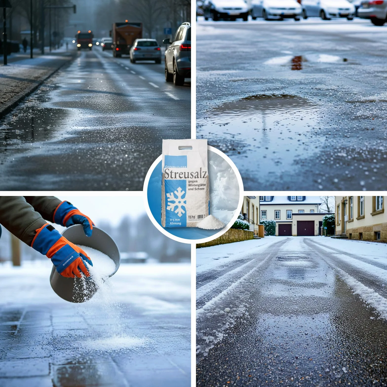 Sel de déneigement 30kg DIN EN 16811-1 granulométrie M contre le verglas pour trottoirs allées parkings