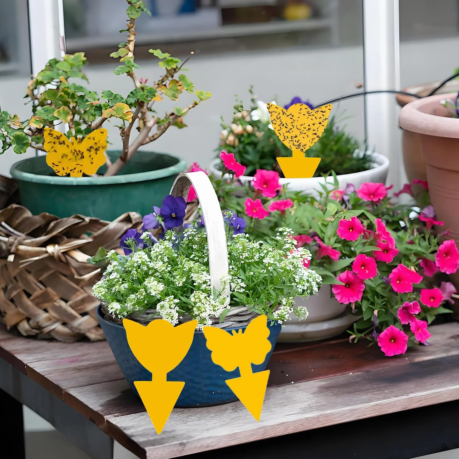 GeekerChip Pièges à Insectes,12 Pcs Attrape Moucheron Plantes,Attrape Mouches Intérieur,Plug-in Pièges,pour Les Insectes intérieurs et extérieurs, Imperméables et Non Toxiques(2 Formes)