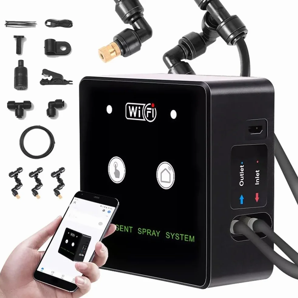 Kit de brumisation WiFi intelligent pour terrarium, humidificateur automatique avec pulvérisateur rotatif 360° pour reptiles