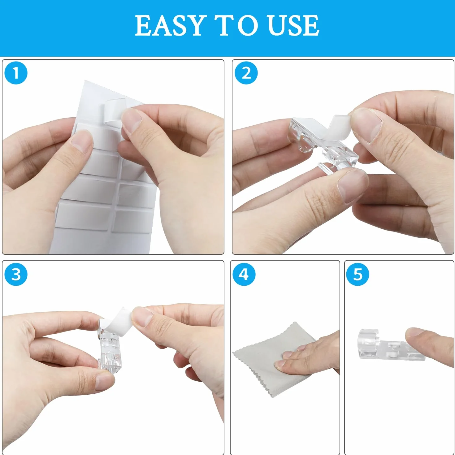 SOULWIT Lot de 50 Clips Auto-adhésifs pour Gestion des câbles, Organisateurs de câbles