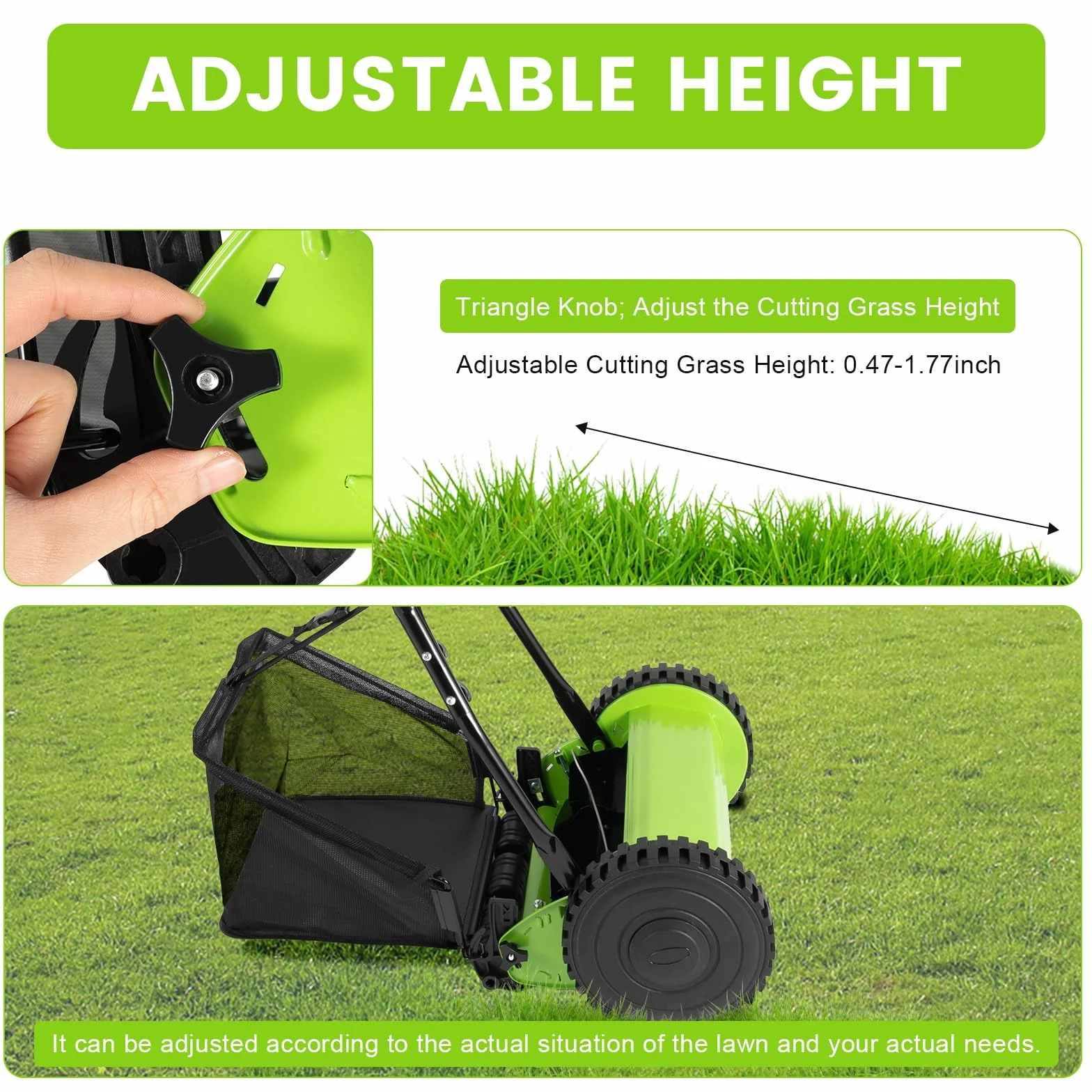 Tondeuse à gazon manuelle 5 lames acier manganèse 30 cm panier 23 l hélicoïdale silencieuse sans électricité
