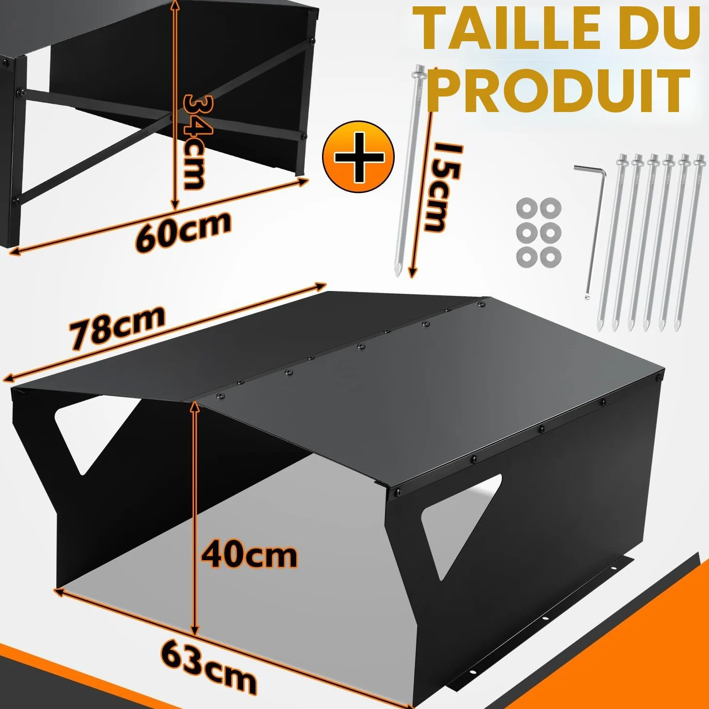 Gimisgu Toit de protection galvanisé pour robot tondeuse à gazon, avec gants et protection UV, idéal contre la pluie et la grêle, 78 x 60 x 34 cm, noir