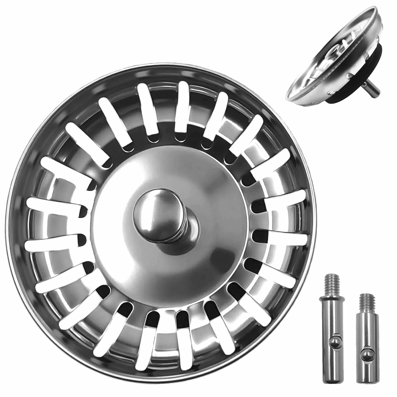 Bouchon Evier Cuisine Acier Inoxydable 80 mm Panier Filtre Universel Grille Antiblocage Crépine Anti Colmatage Attrape Cheveux