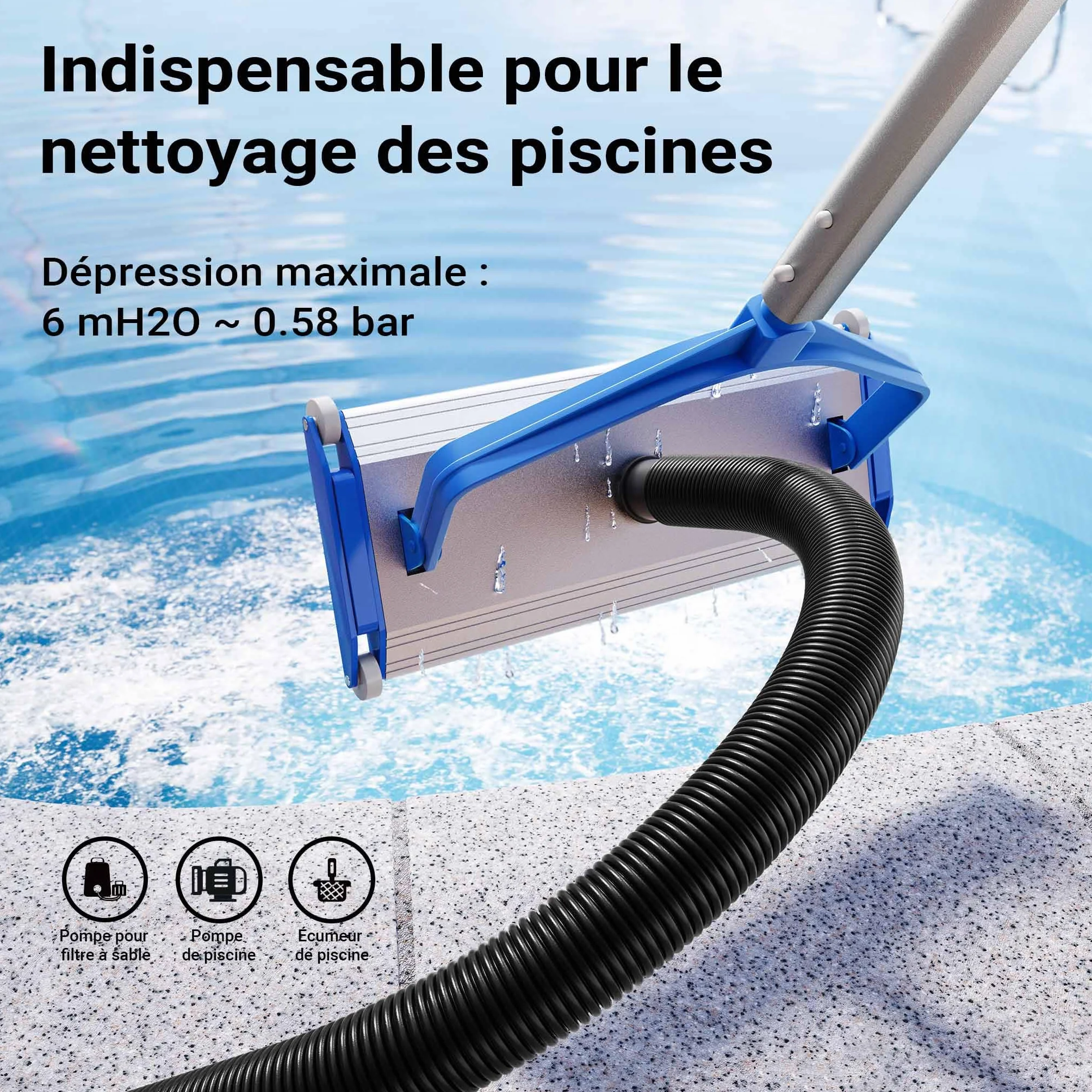 WilTec Tuyau Piscine Noir – 6 m de Long, Ø 38 mm – Tuyau Solaire Flottant à Sections préformées – 190 g/m – Made in Europe – Boyau d’Aspiration Solaire
