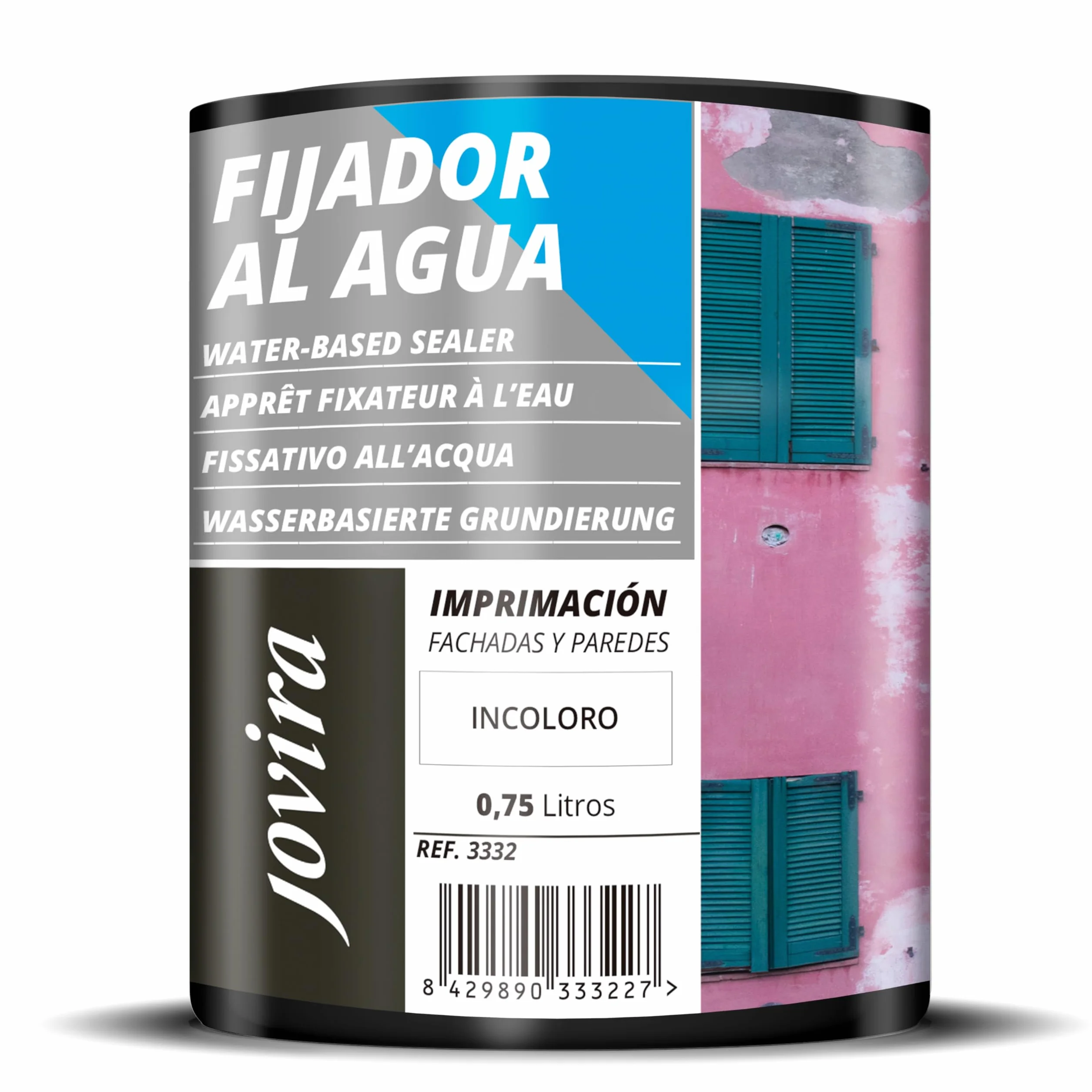 JOVIRA PINTURAS Apprêt Fixateur à l'eau, scellement incolore pour façades et murs intérieurs 750 ml