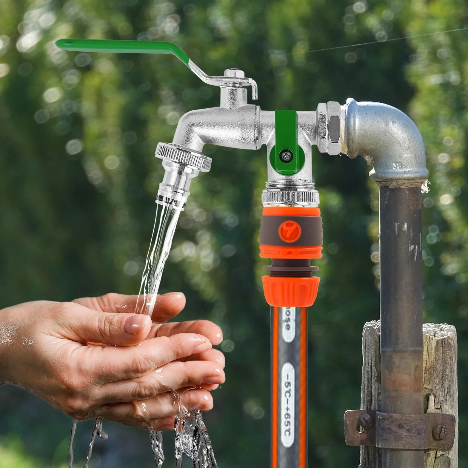 Robinet de jardin extérieur à double sortie universel 3/4 et 1/2 pouce, laiton, résistant au gel