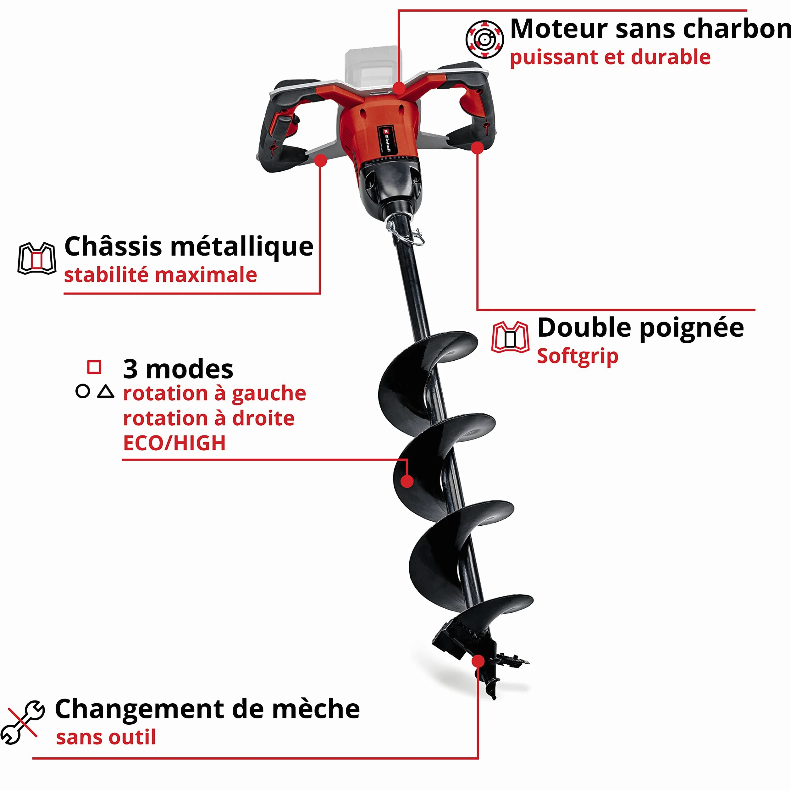 Einhell Professional Tarière sans fil GP-EA 18/150 Li BL-Solo PXC (Li-Ion, 18 V, moteur sans charbon, mèche de forage Ø 150 mm incluse, vendue sans batterie ni chargeur)
