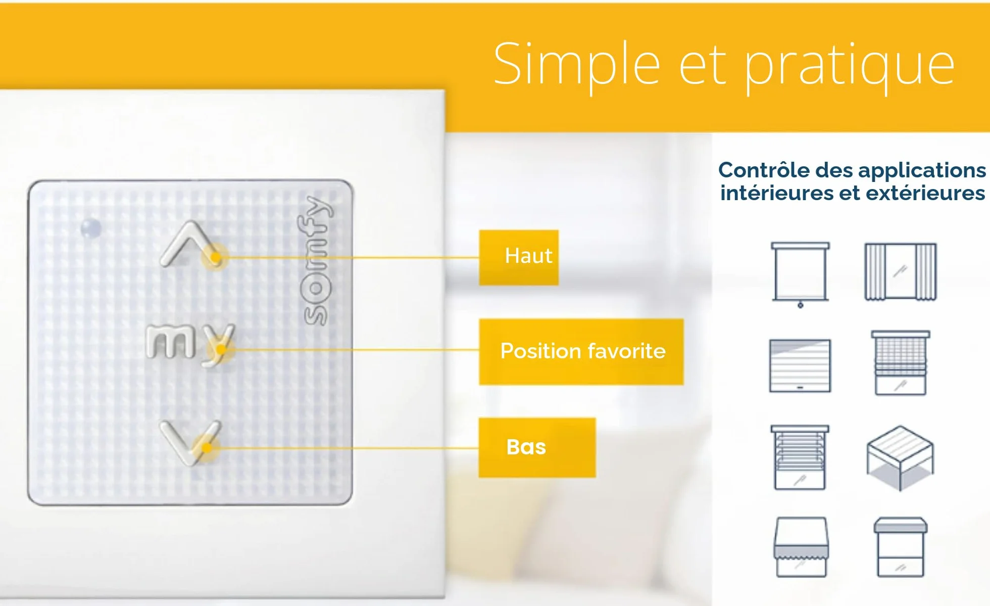 Somfy Smoove RTS Interrupteur mural sans fil 1 canal